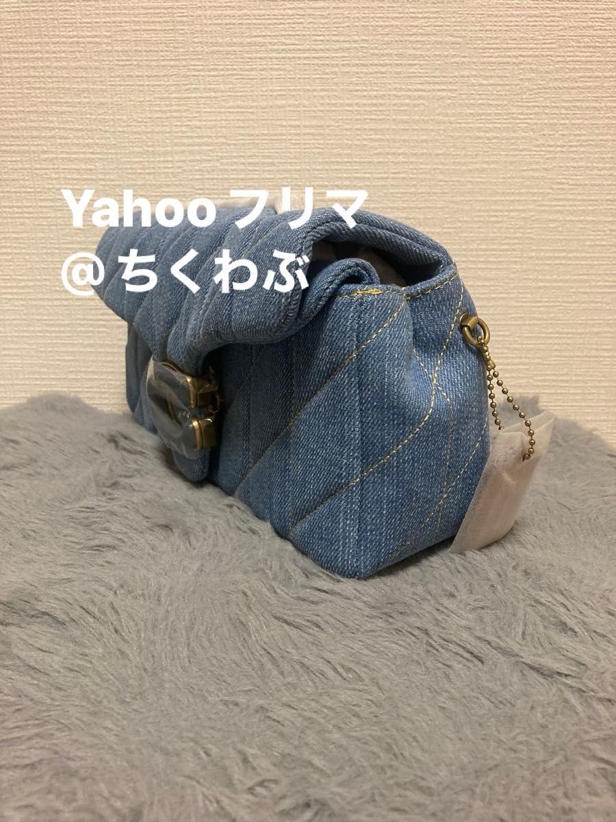 COACH Tabby 26 CR704 Denim Quilted Shoulder Bag Chain Strap Hardware Indigo