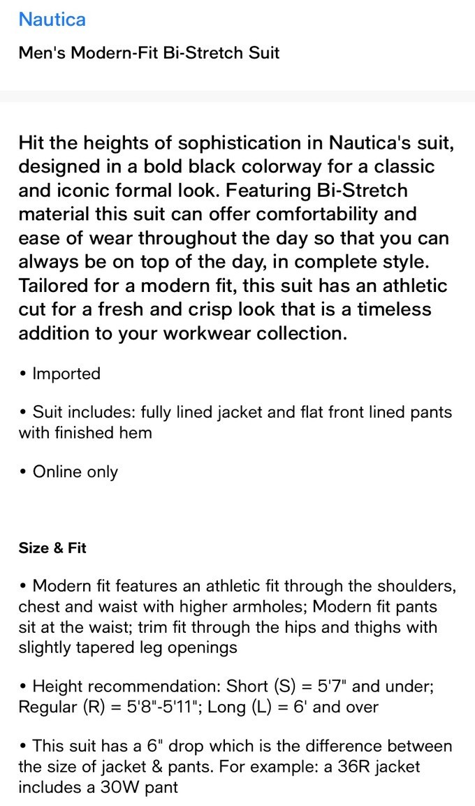 $395 NEW NAUTICA Mens 44R Light Gray Stretch 2 Piece Suit With Dress Pants 38×33