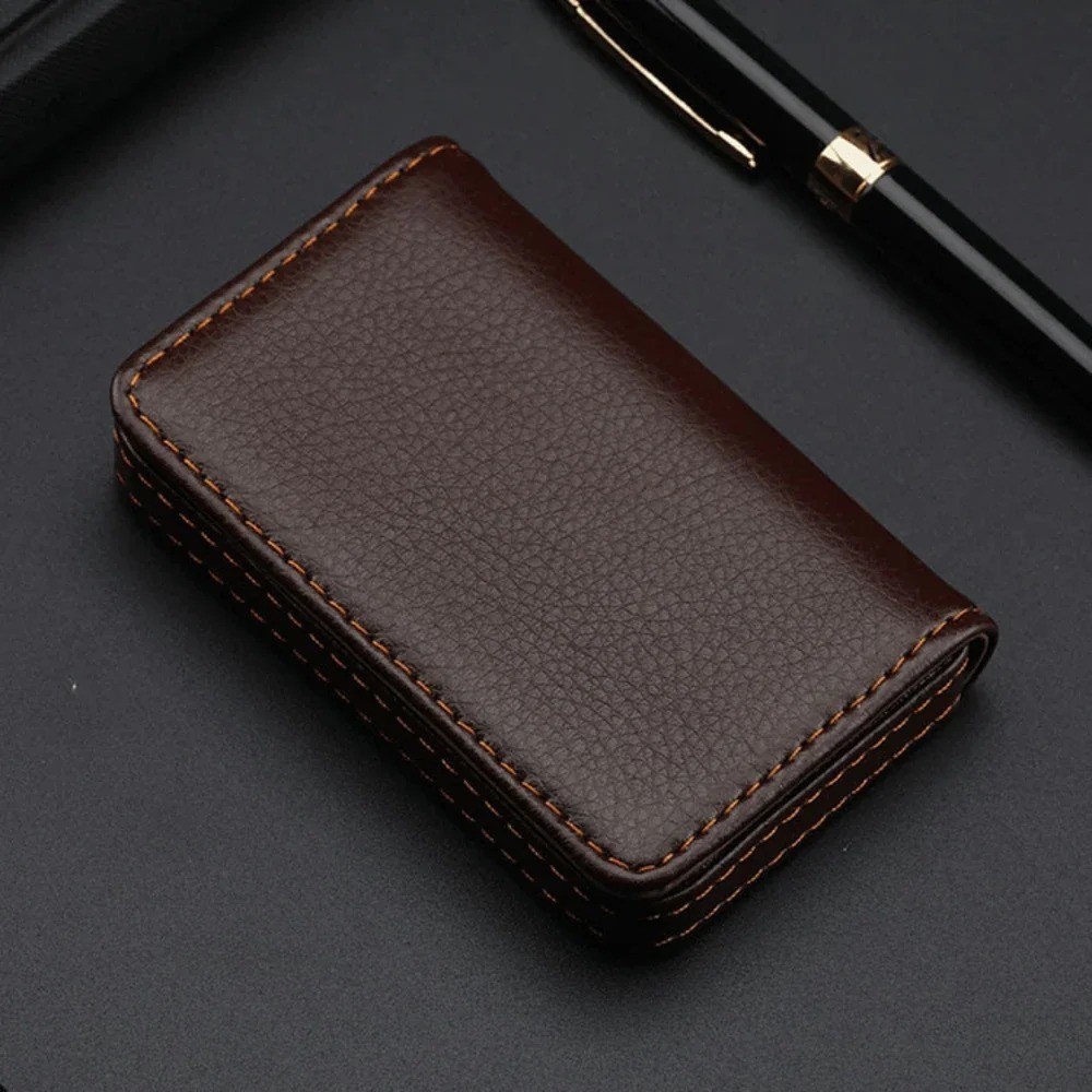 PU Leather Business Card Holder Wallet Magnetic Closure Credit Card Case