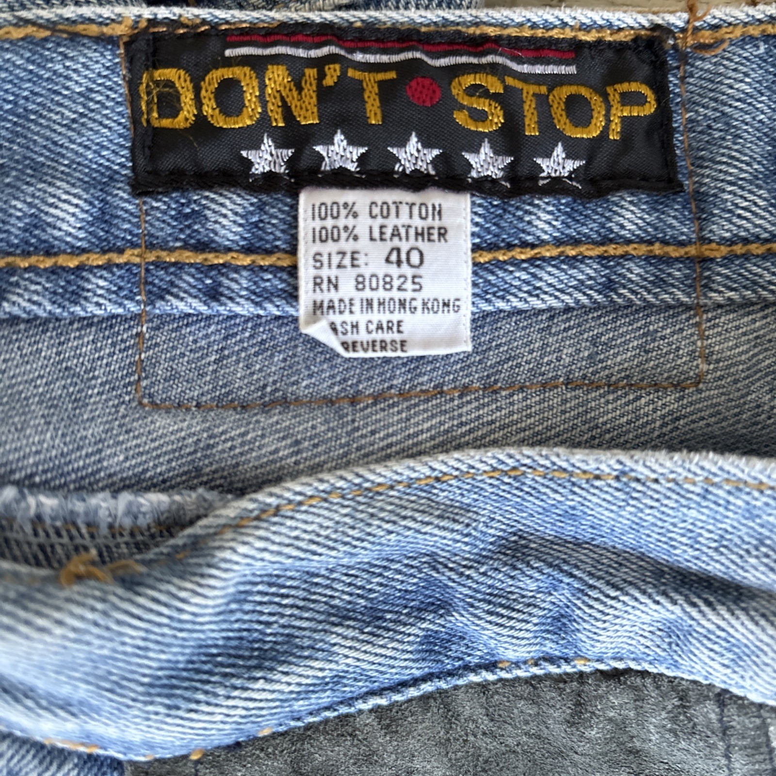 Vintage 80s black leather chaps denim jeans men’s