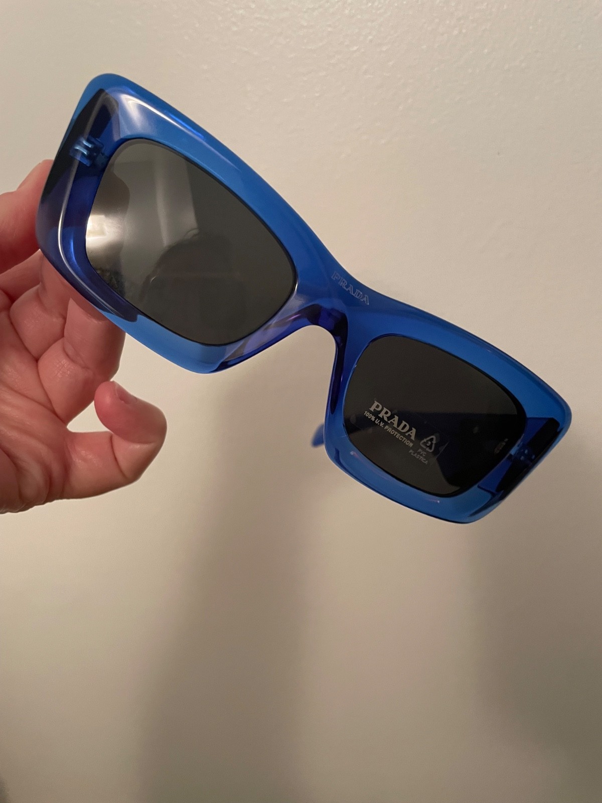 prada sunglasses, womens, blue