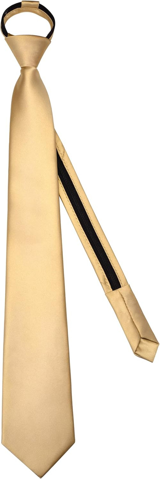 3.15″（8cm） Mens Solid Satin Tie Pre-tied Adjustable Zipper Necktie for Business