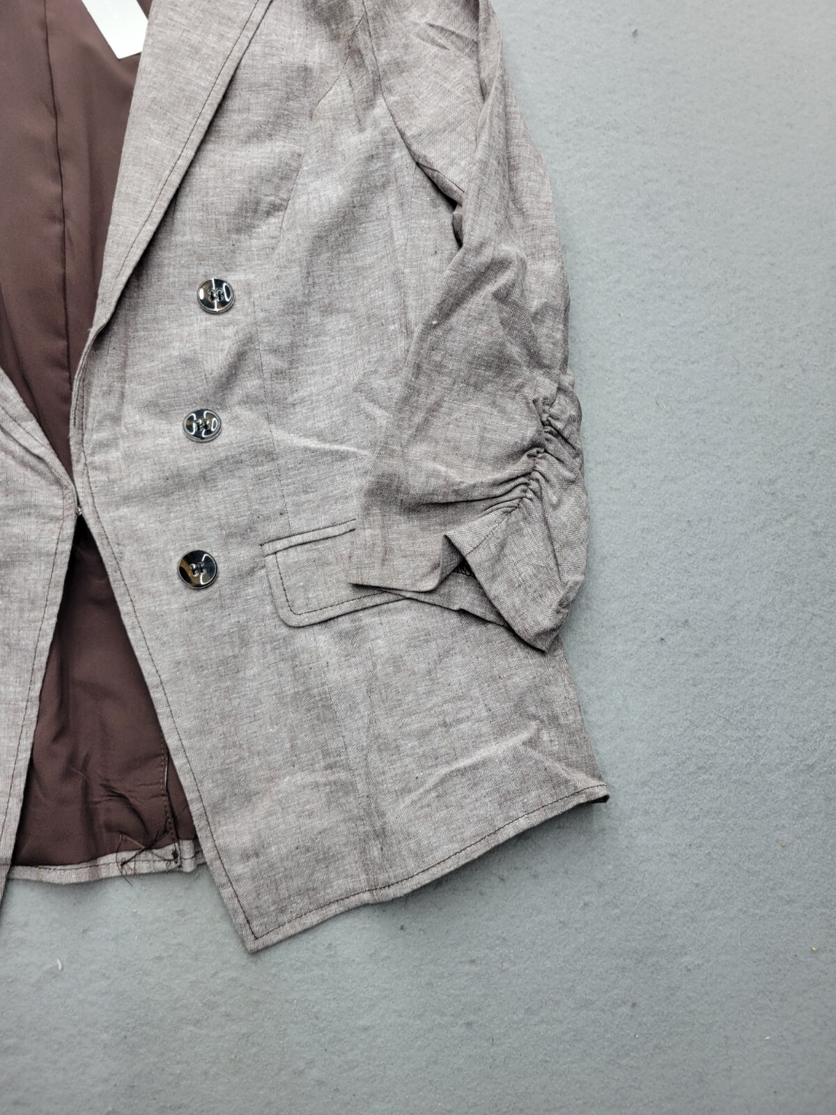 New York & Co Women Blazer 14 Gray Modern Heather Collared Lapel Button Buttons