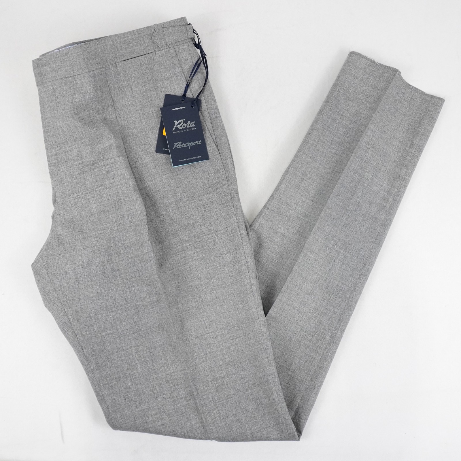 Rota 100% Virgin Wool Trousers In Grey With Unfinished Hem – Men’s Size IT 51