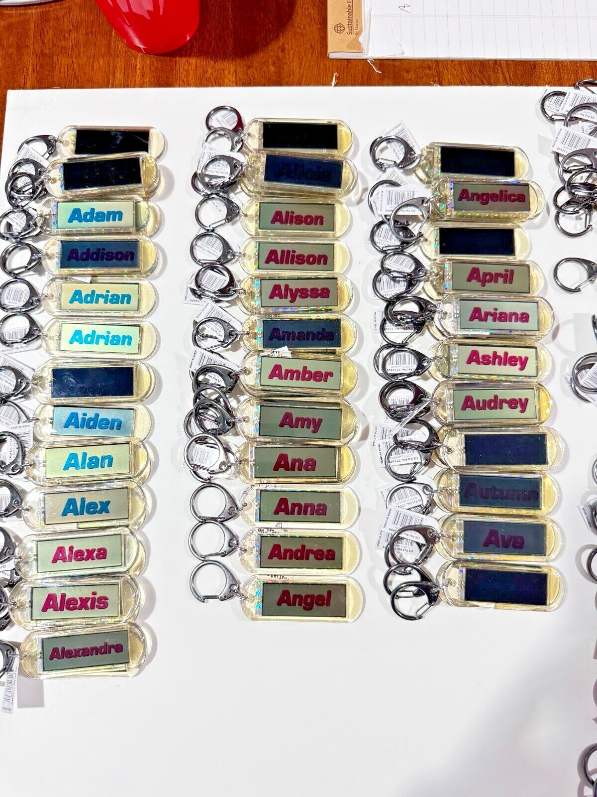 Acrylic Blinking Solar Powered Key Chain 4.25” Long w/Snap Ring, w/NAME