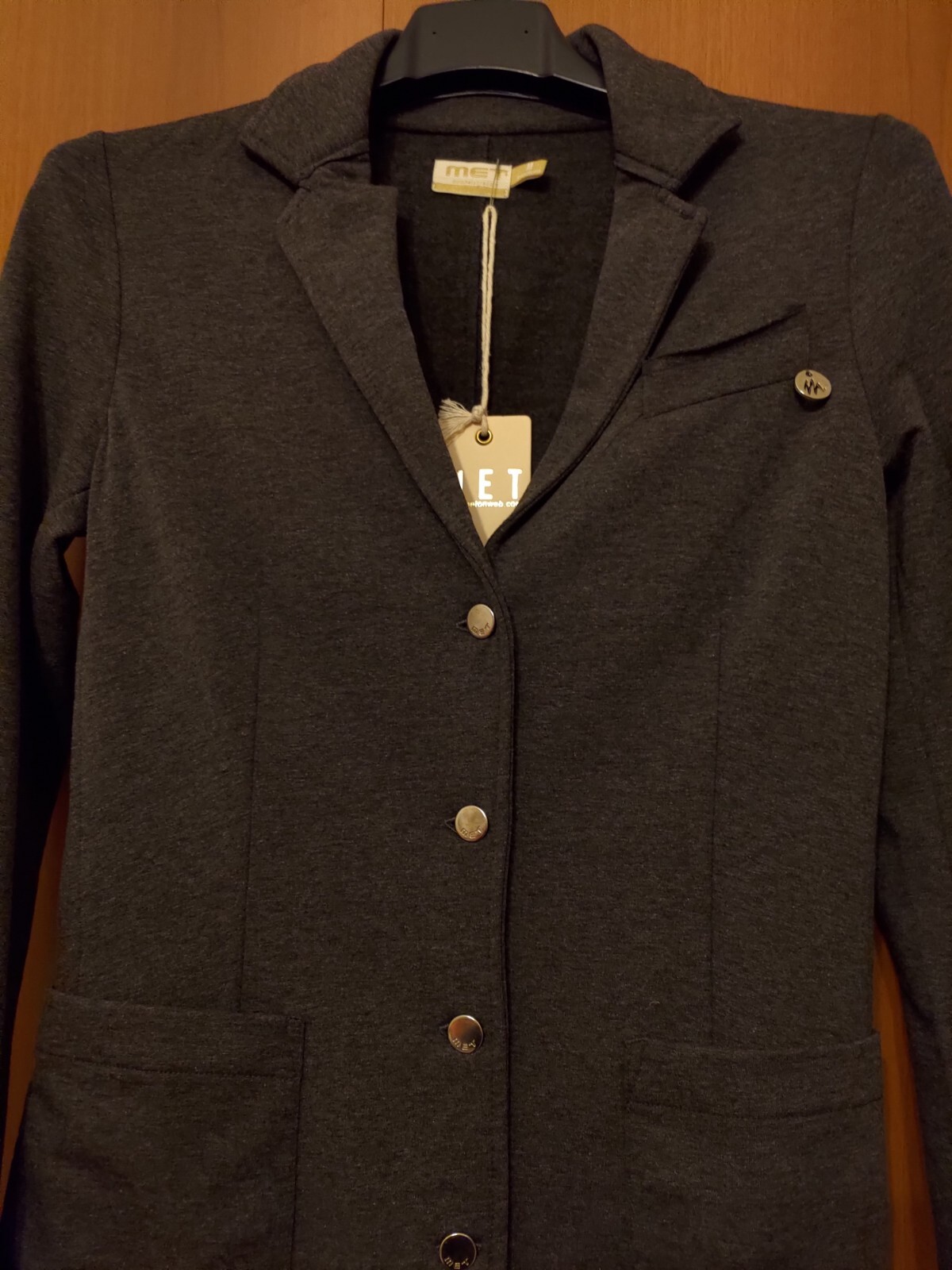 Met Grey Gauze Stretch Sweatshirt Coat