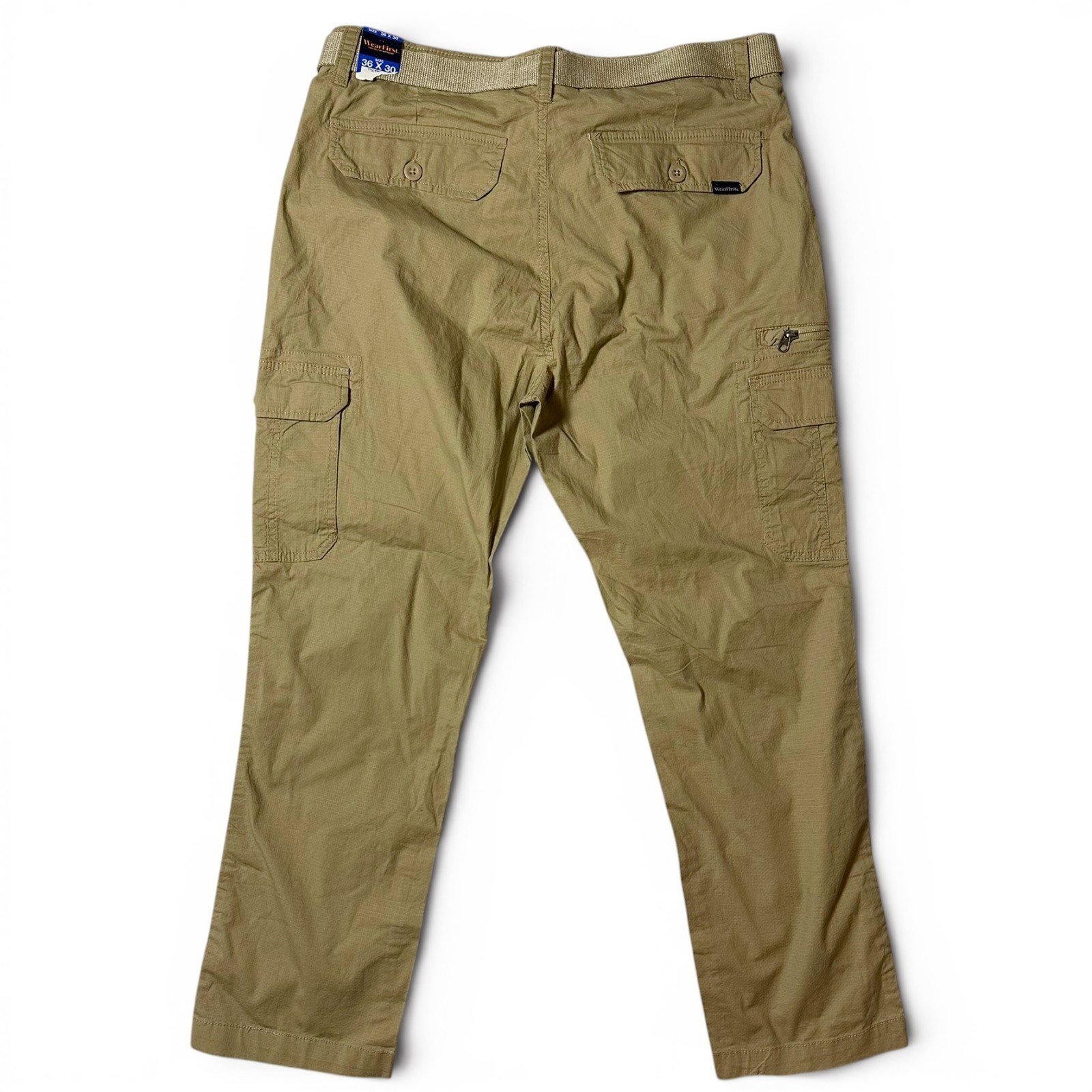 WearFirst Free-Band Cargo Pants Mens 36×30 Khaki Tan Stretch NWT