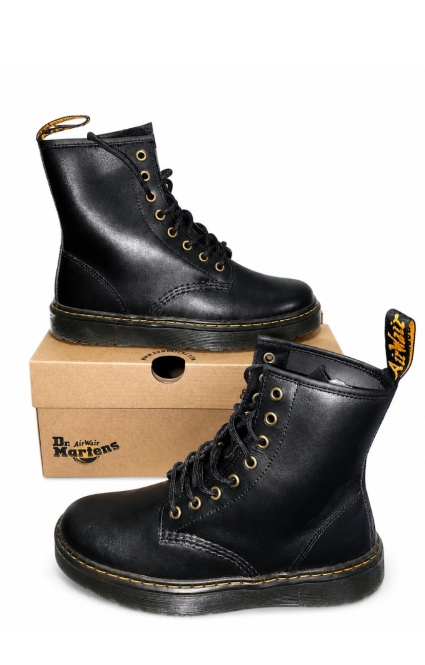 Dr. Martens Zavala Black Leather 8 Eye Combat Boots Women’s US 8 EU 39 Lace Up