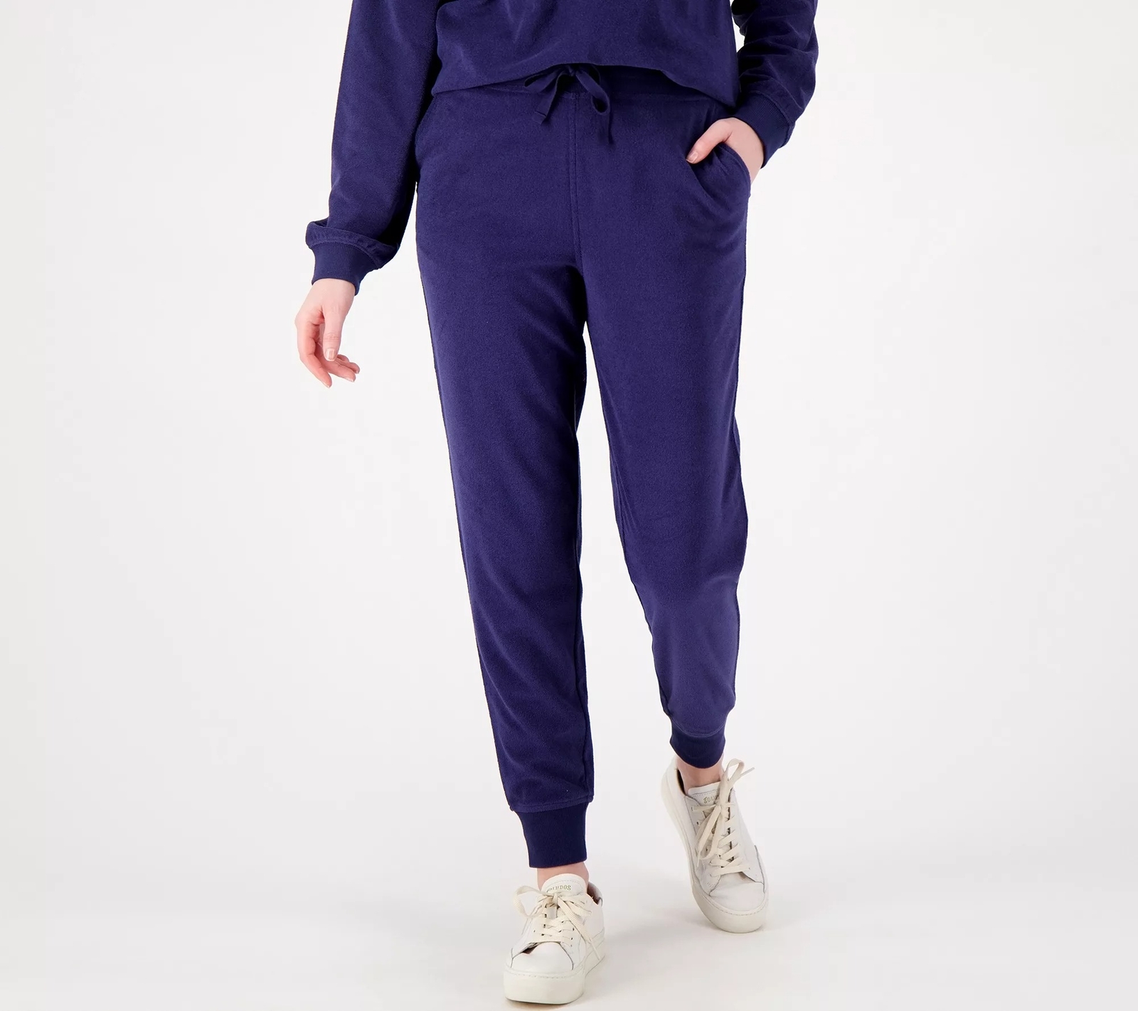 Encore by Idina Menzel Regular Relaxed Terry Pants Coastal Navy S New