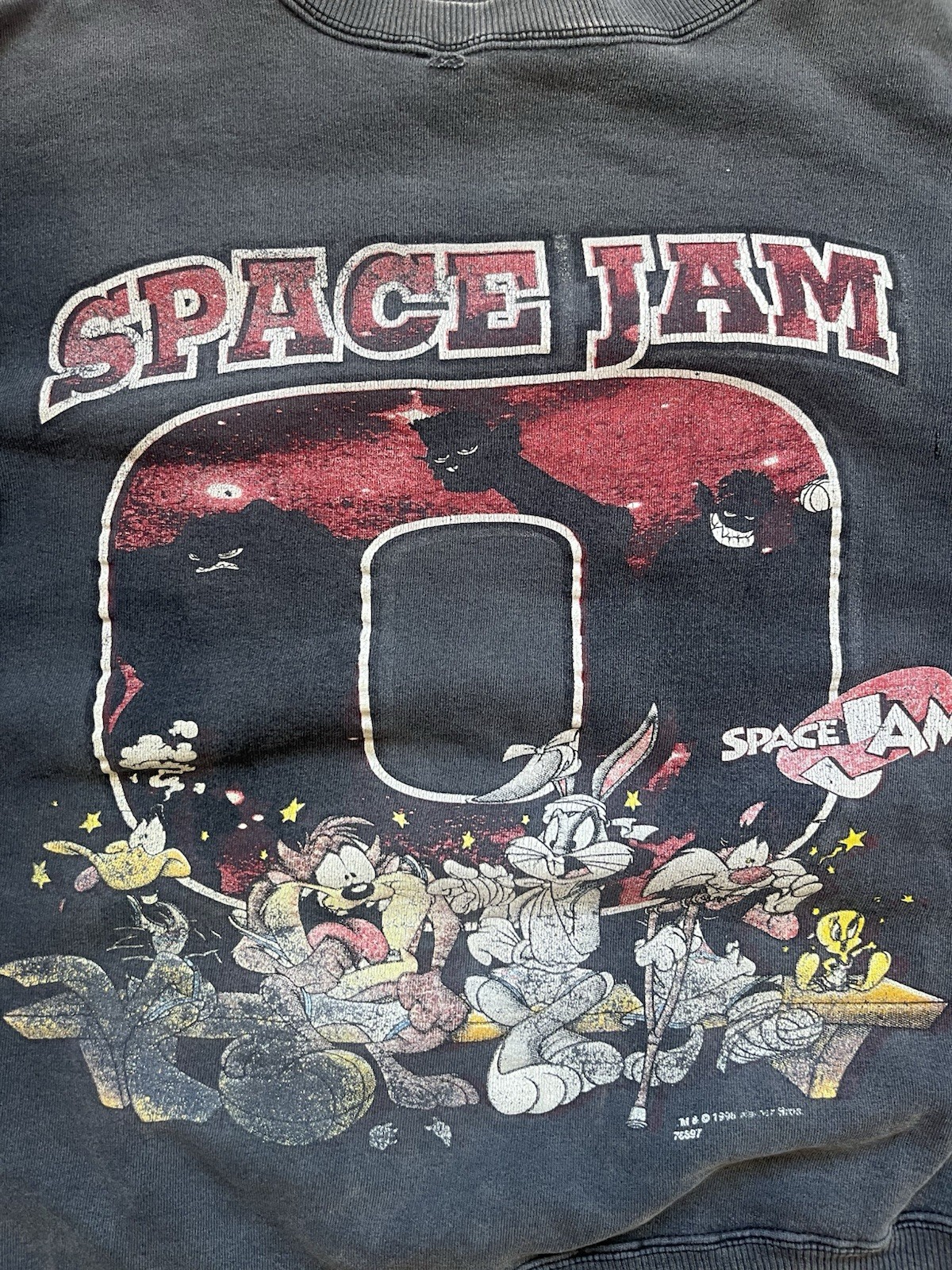 Looney Tunes Space Jam Graphic Print Crewneck Pullover Sweatshirt Men’s S