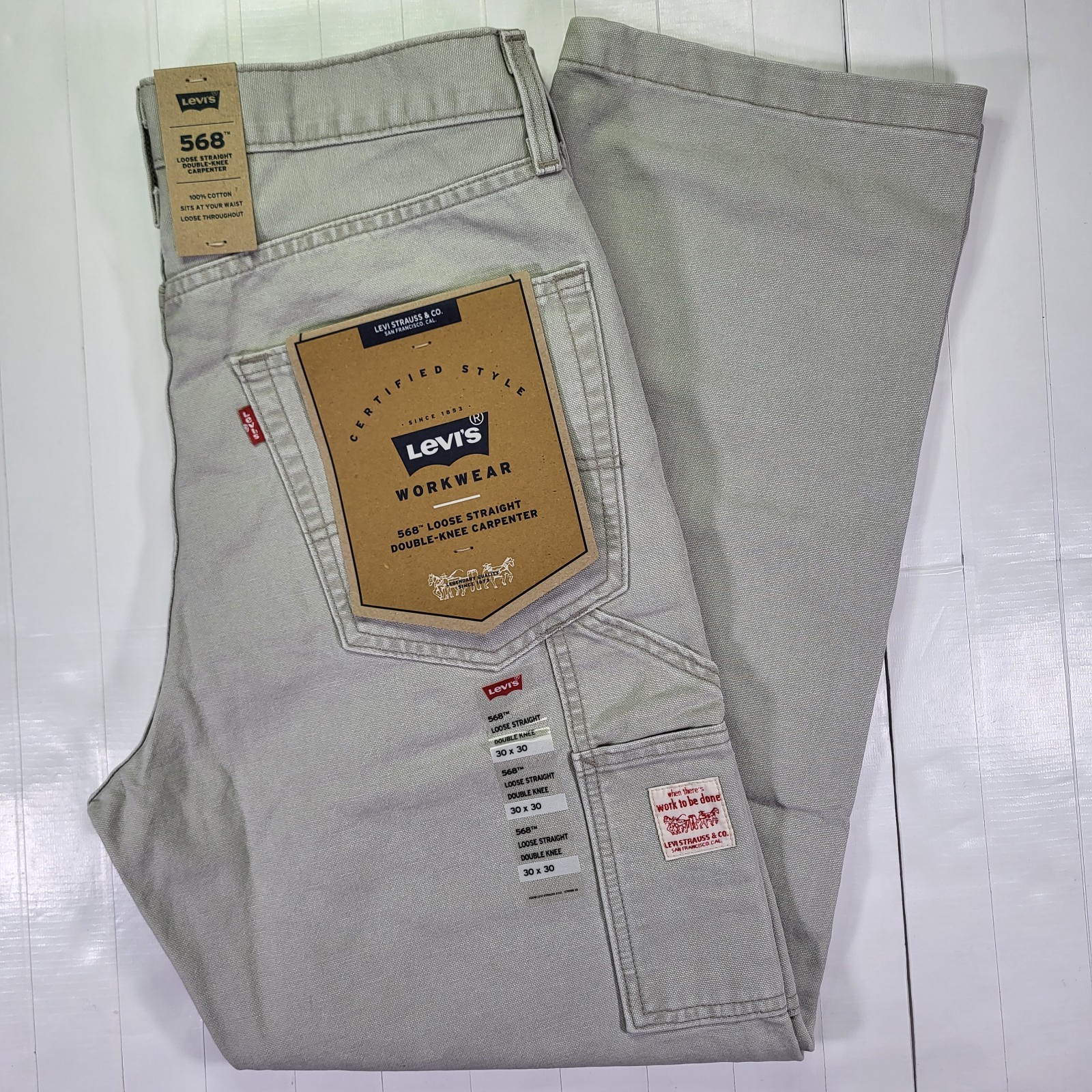 Levis 568 Double Knee Jeans 30×30 Carpenter Utility Loose Straight Men’s Gray