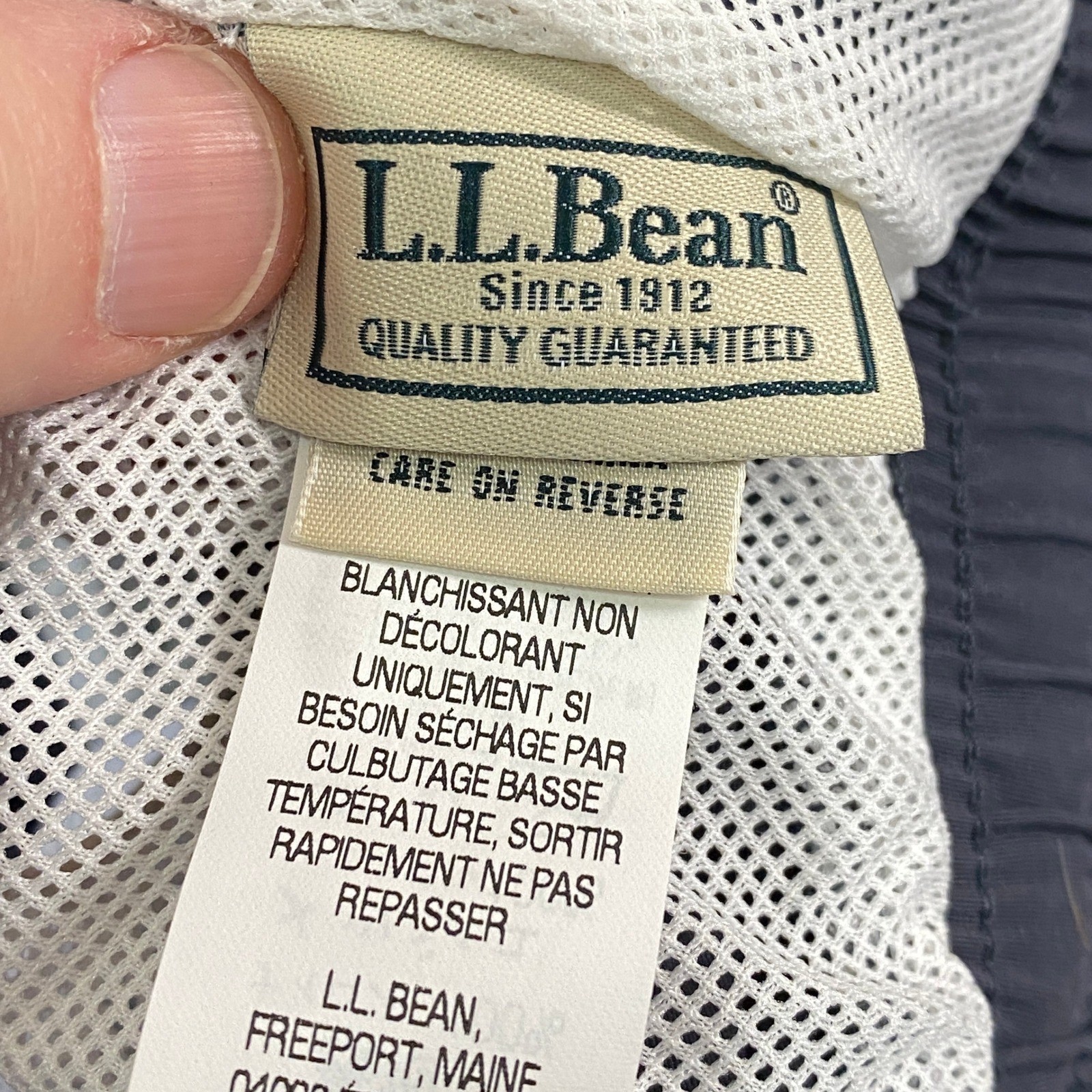 LL Bean Mens Supplex Nylon Striped Swim Trunks Navy Teal Green Medium 281301
