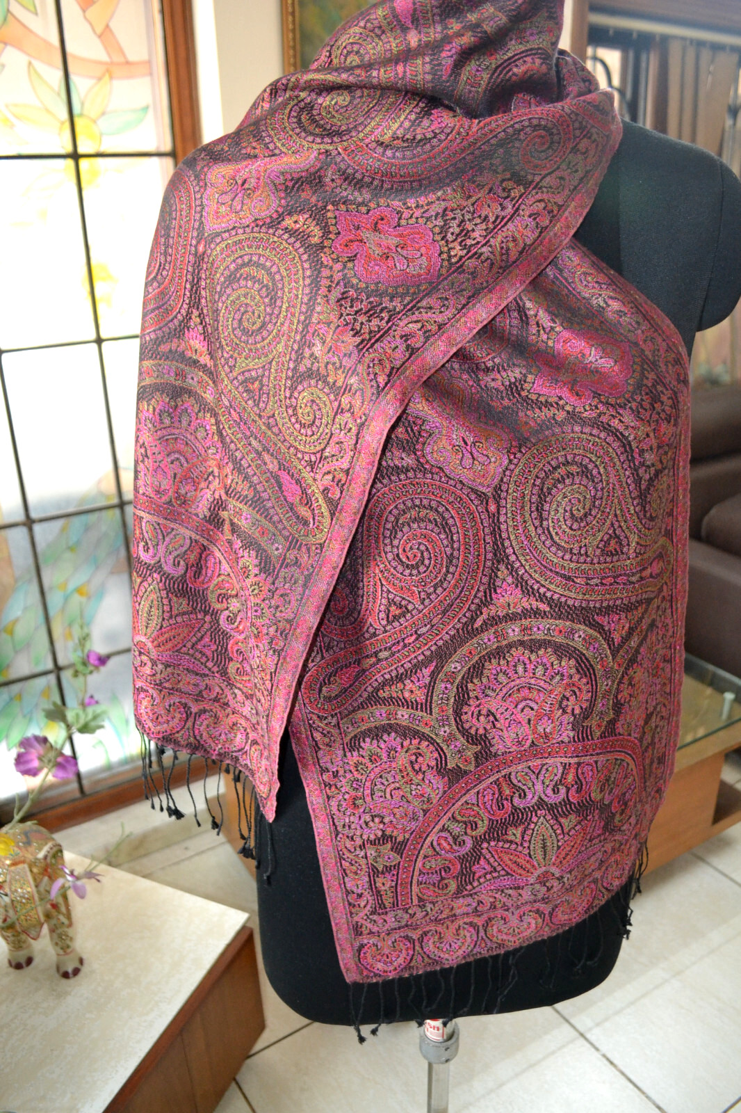 EXQUISITE IRIDESCENT SILK PASHMINA JAMAVAR SCARF JAMAVAR CHALE ~16 DESIGN STOCK