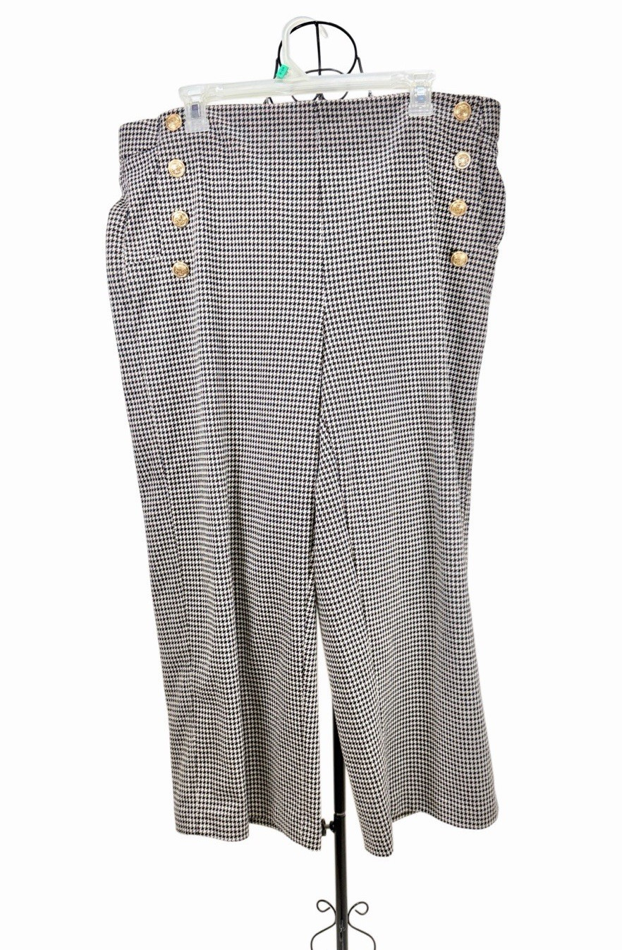Jules & Leopold Women’s Black White Houndstooth Stretch Capri Pants XL
