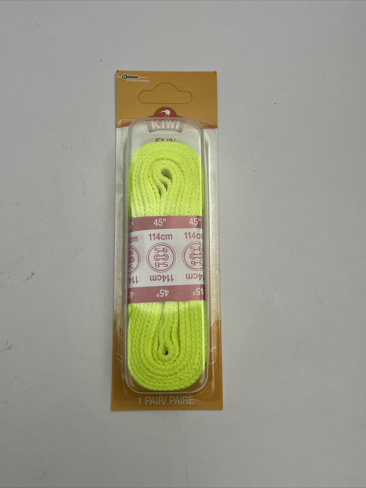 KIWI Style Shoe Laces Flat Neon Yellow 45 In Pair Eyelets New!