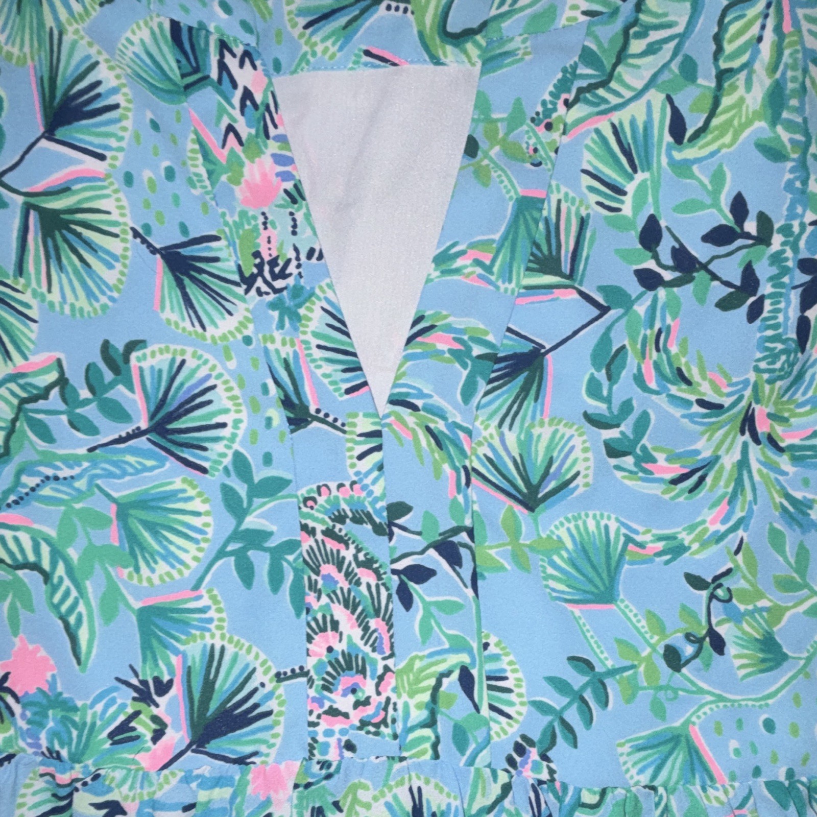 Lilly Pulitzer Women’s M Tropical Floral V-Neck Long Sleeve Lined Dress
