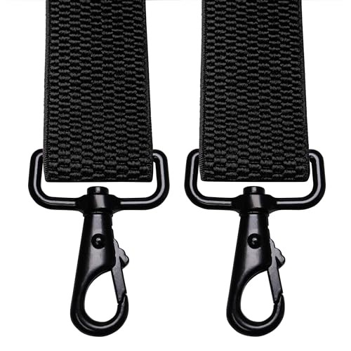 1.48″ Wide Heavy Duty Suspender with 4 Swivel Hooks for Jeans Pants Black