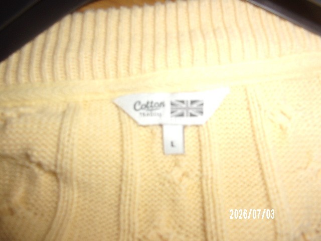 Unisex Cotton Traders Lemon Yellow Cable Cardigan Size Large (Ladies 18-20)