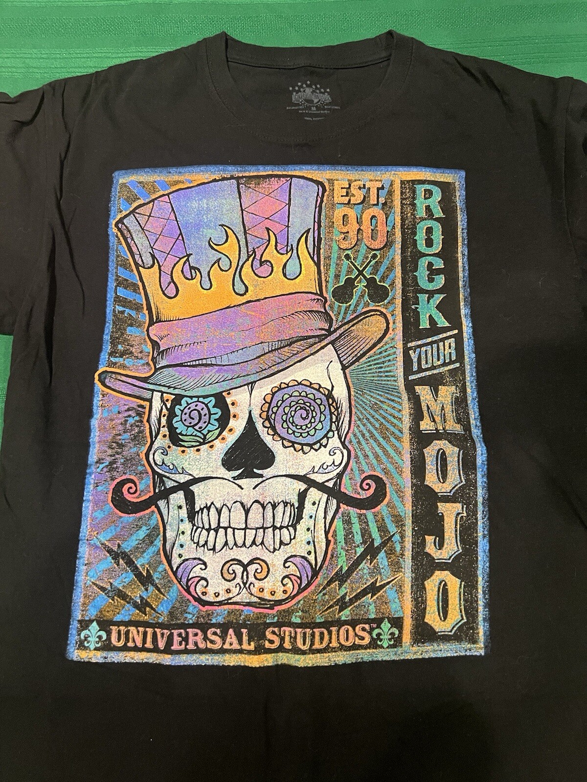 Universal Studios Mardi Gras 2015 Rock Your MoJo T Shirt Mens Medium Sugar Skull