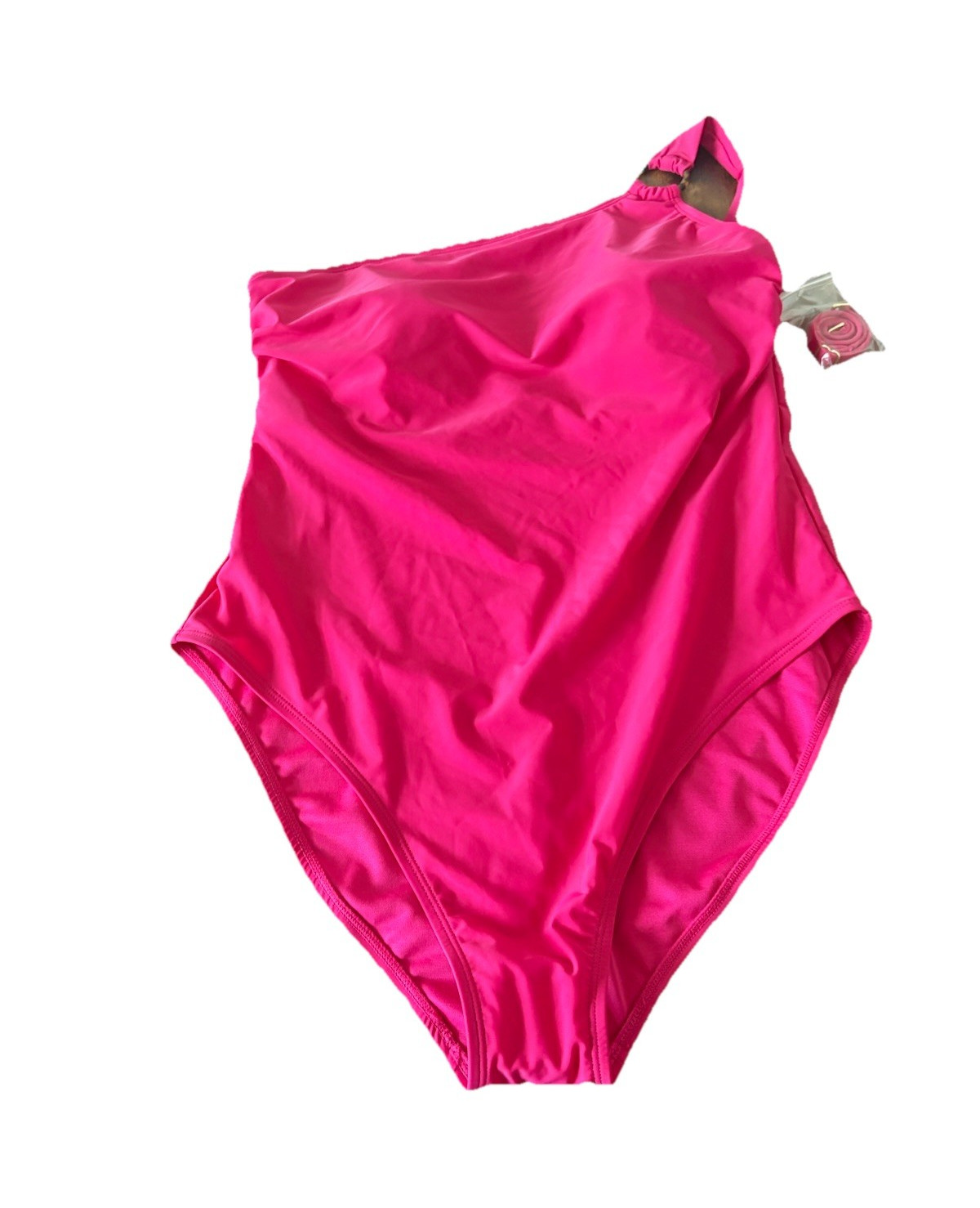 Xhilaration Pink One Shoulder Strappy Lined One Piece Swimsuit 16 D Cup