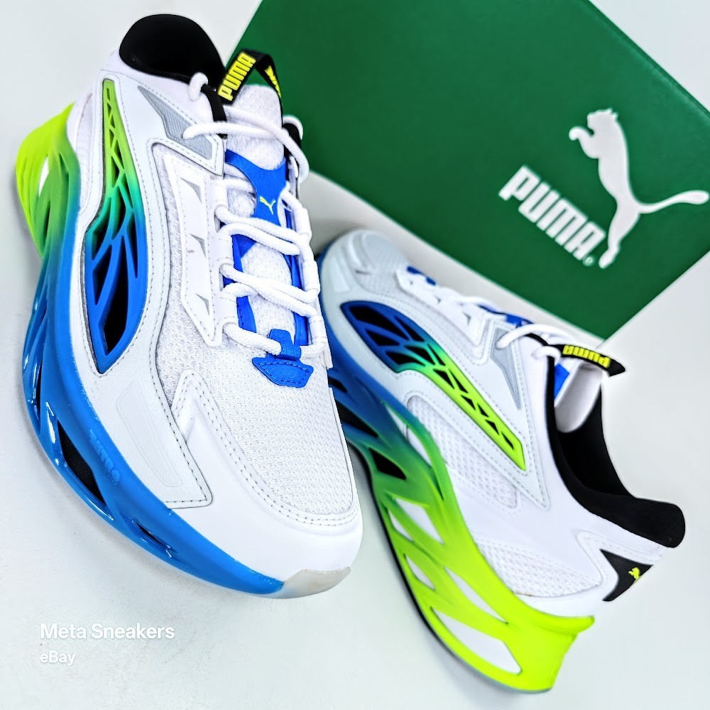 Puma US 10 Men’s White Blue Green Comfort Mesh Runner Exotek Nitro Facades NIB
