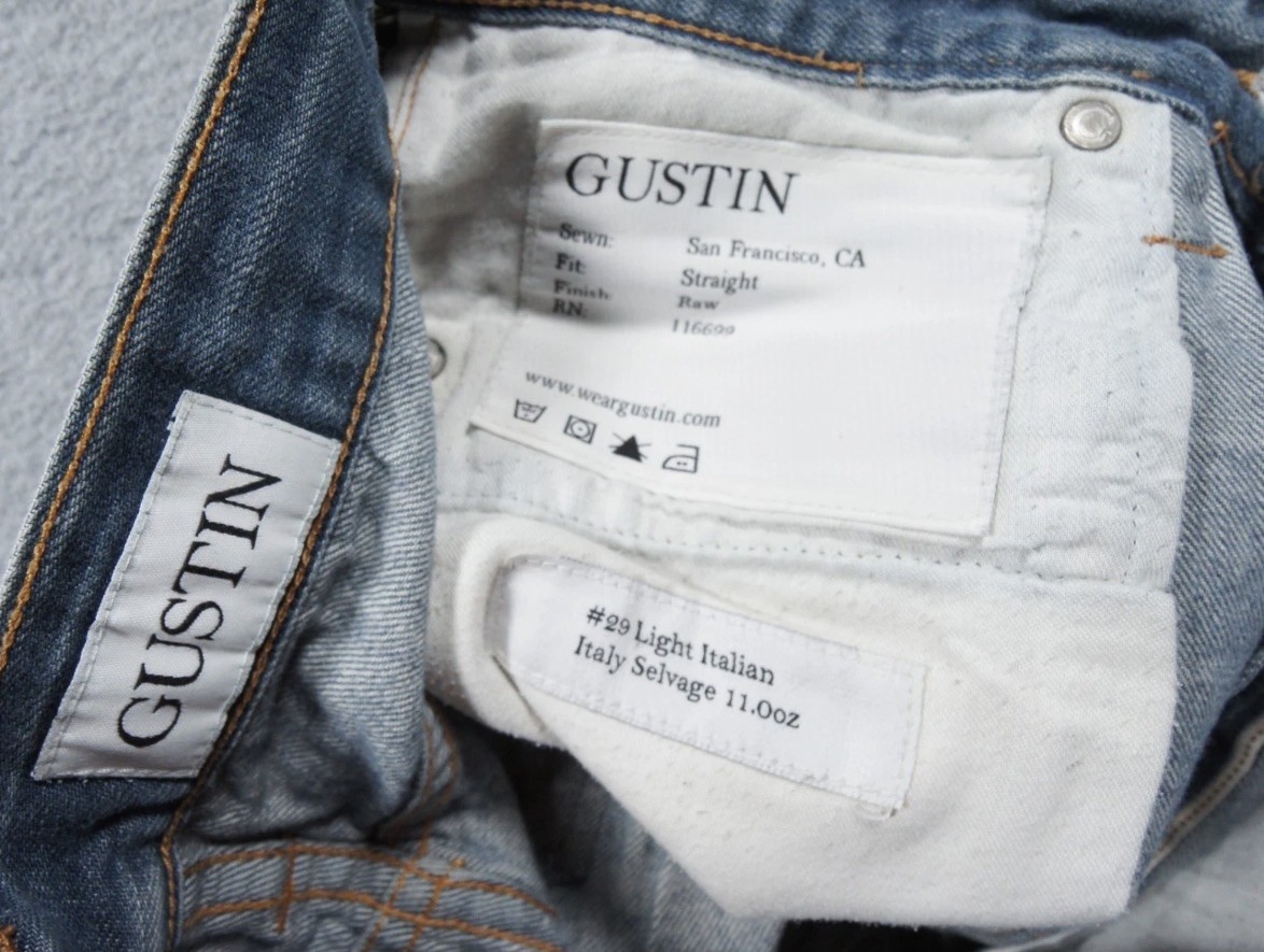 *RARE*Gustin Jeans #29 Sz. 31×32 Selvedge Straight Light Italy 11 oz fit 29×32