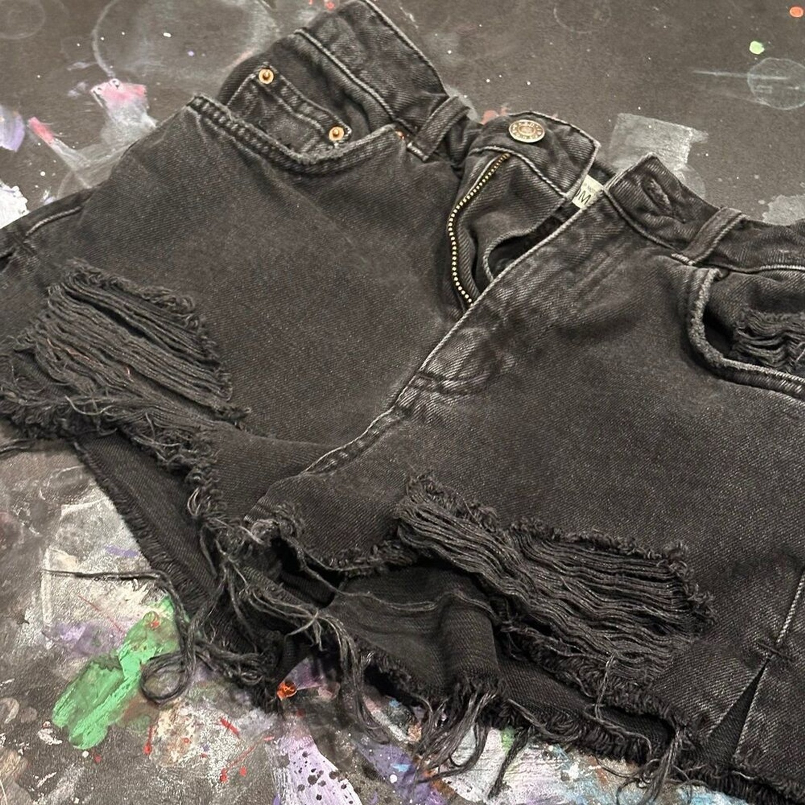 Topshop Moto Mom Denim Shorts Sz 2 black