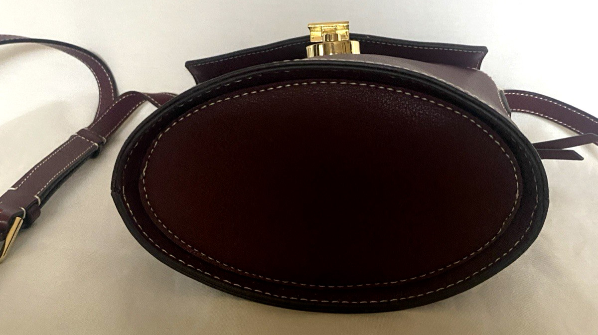 NEW Calvin Klein Crossbody Bucket Bag Statement Series Leather Lock Walnut GOLD