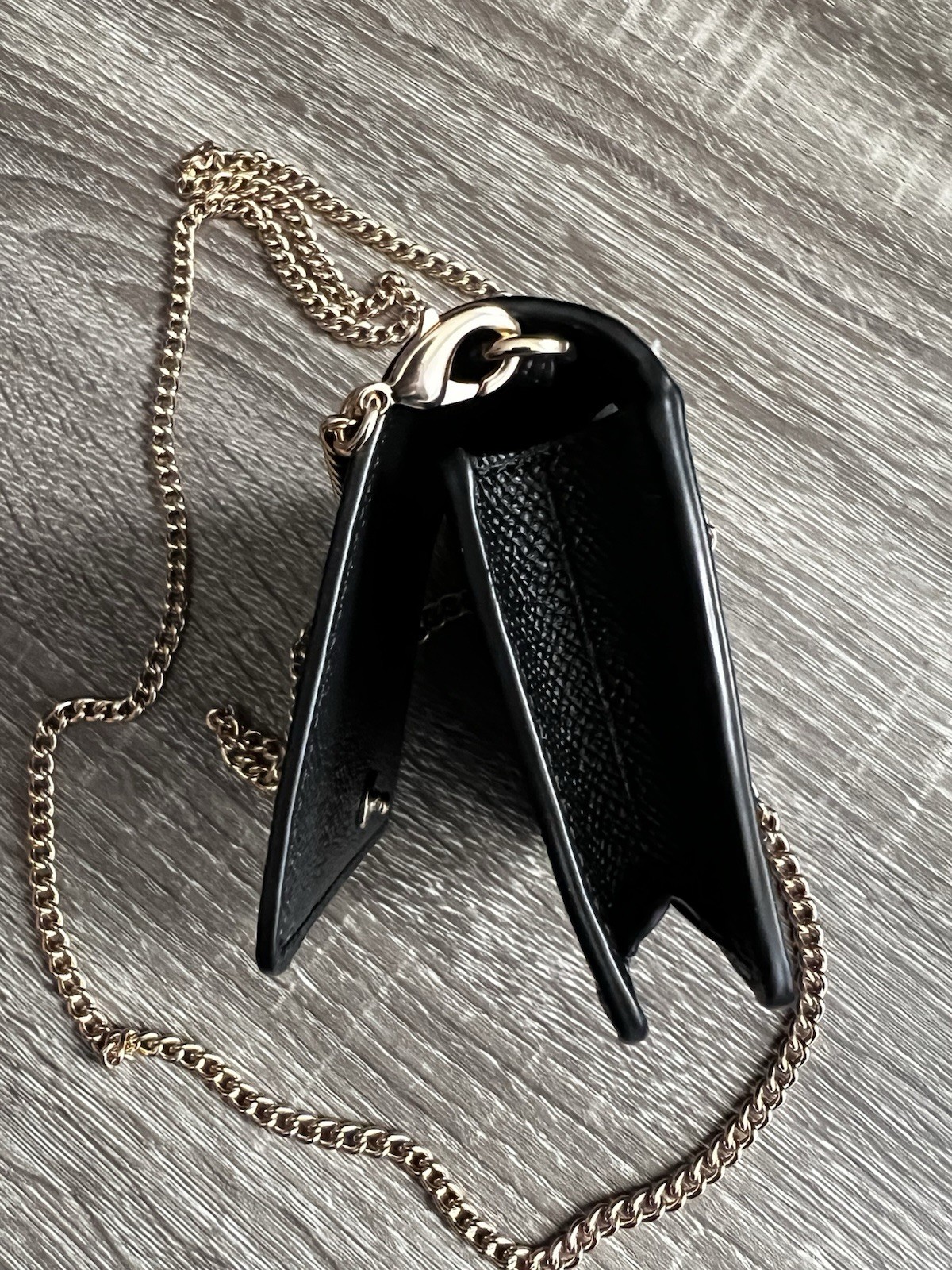 Coach Mini Leather Wallet On a Chain – Black (C0059)