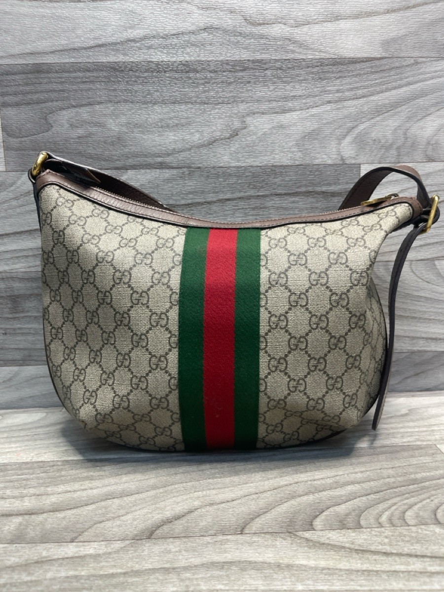 Gucci GG Supreme Monogram Web Small Ophidia Half Moon Hobo Brown Sho (A1D019518)