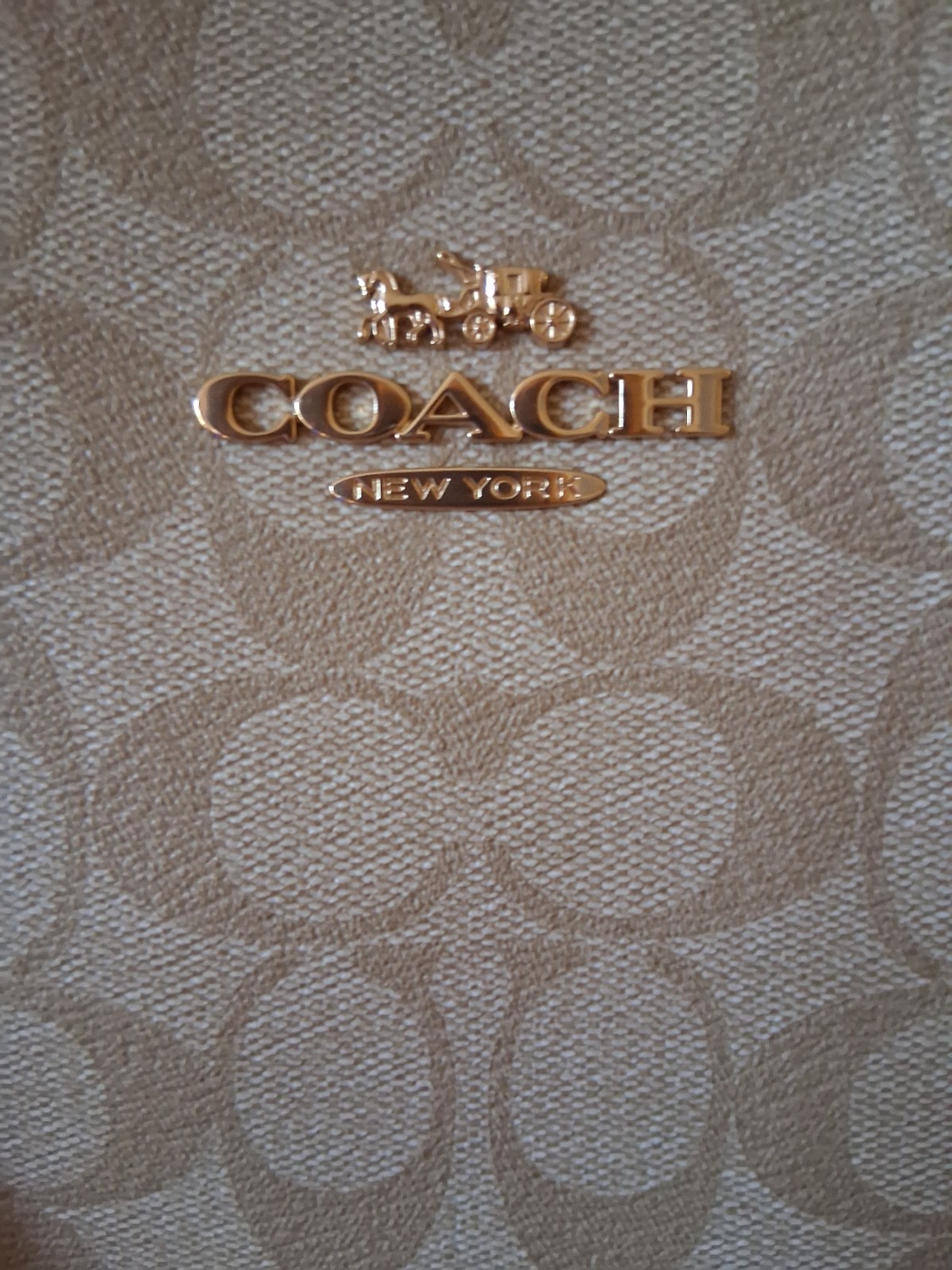 Coach CH504 Cream, Tan Canvas and Leather Signature Gallery Tote Bag Purse