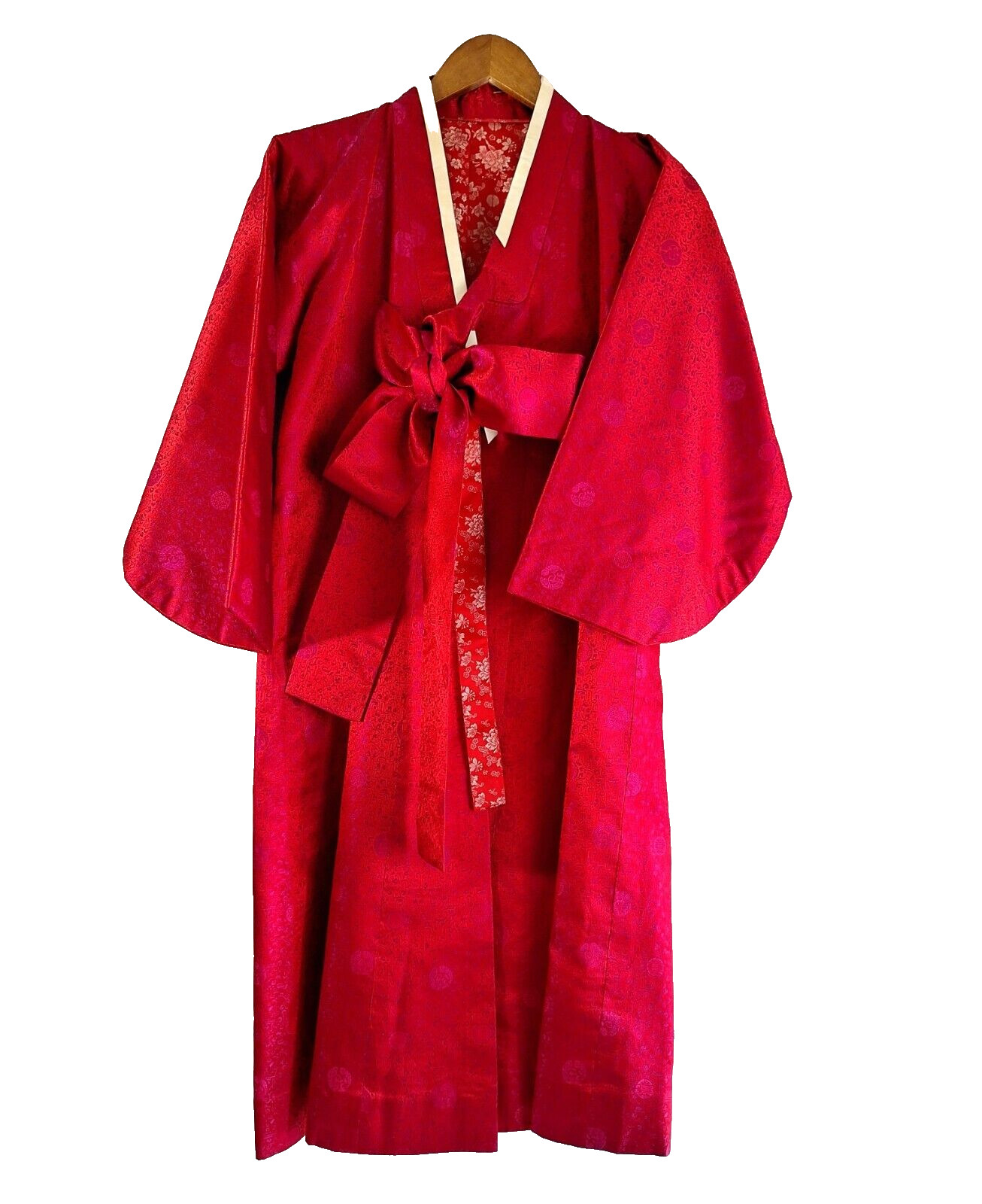 New Korean Silk Hanbok Durumagi Ladies S M L Red & Hot Pink Overcoat Traditional