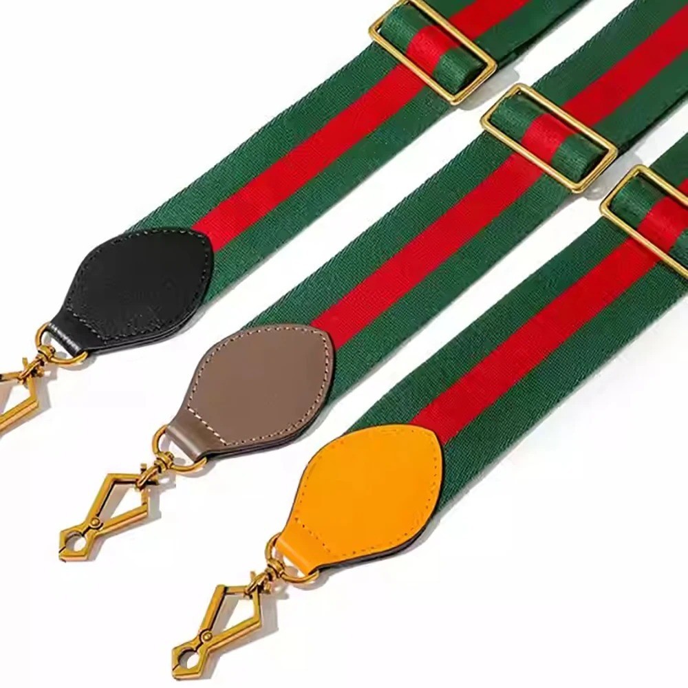 New Crossbody Shoulder Strap Gucci Replacement No Logo Green-Brown Web Leather