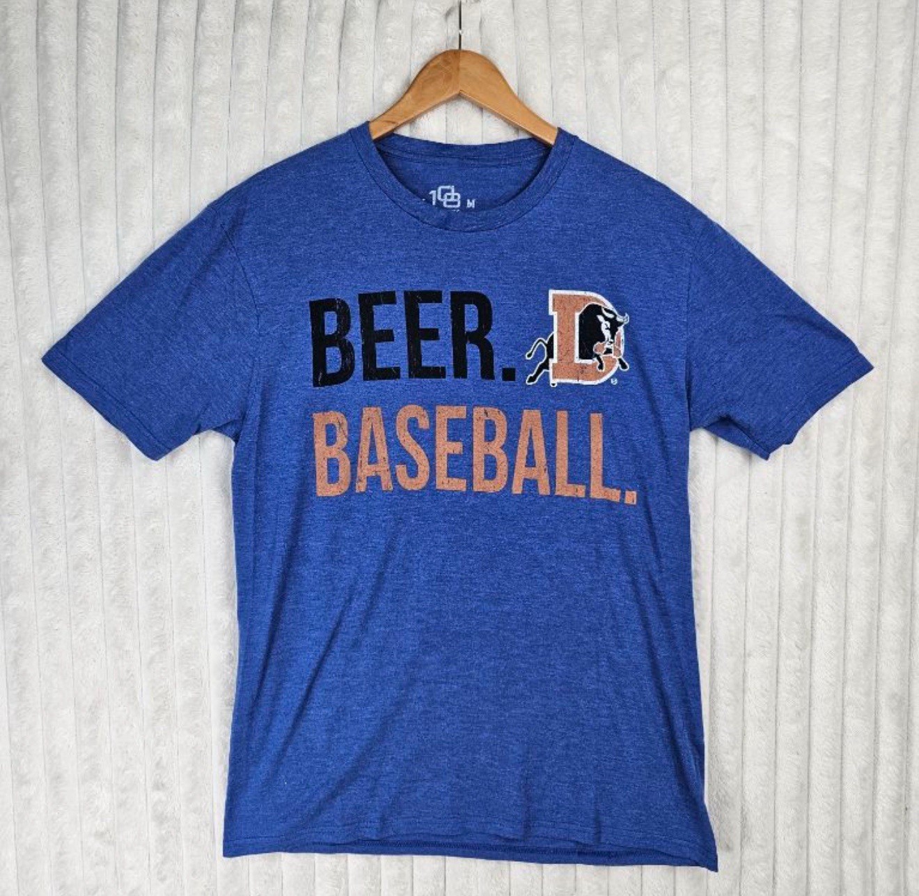 Durham Bulls 108 Beer & Baseball Blue T-Shirt 108 Stitches Size Medium