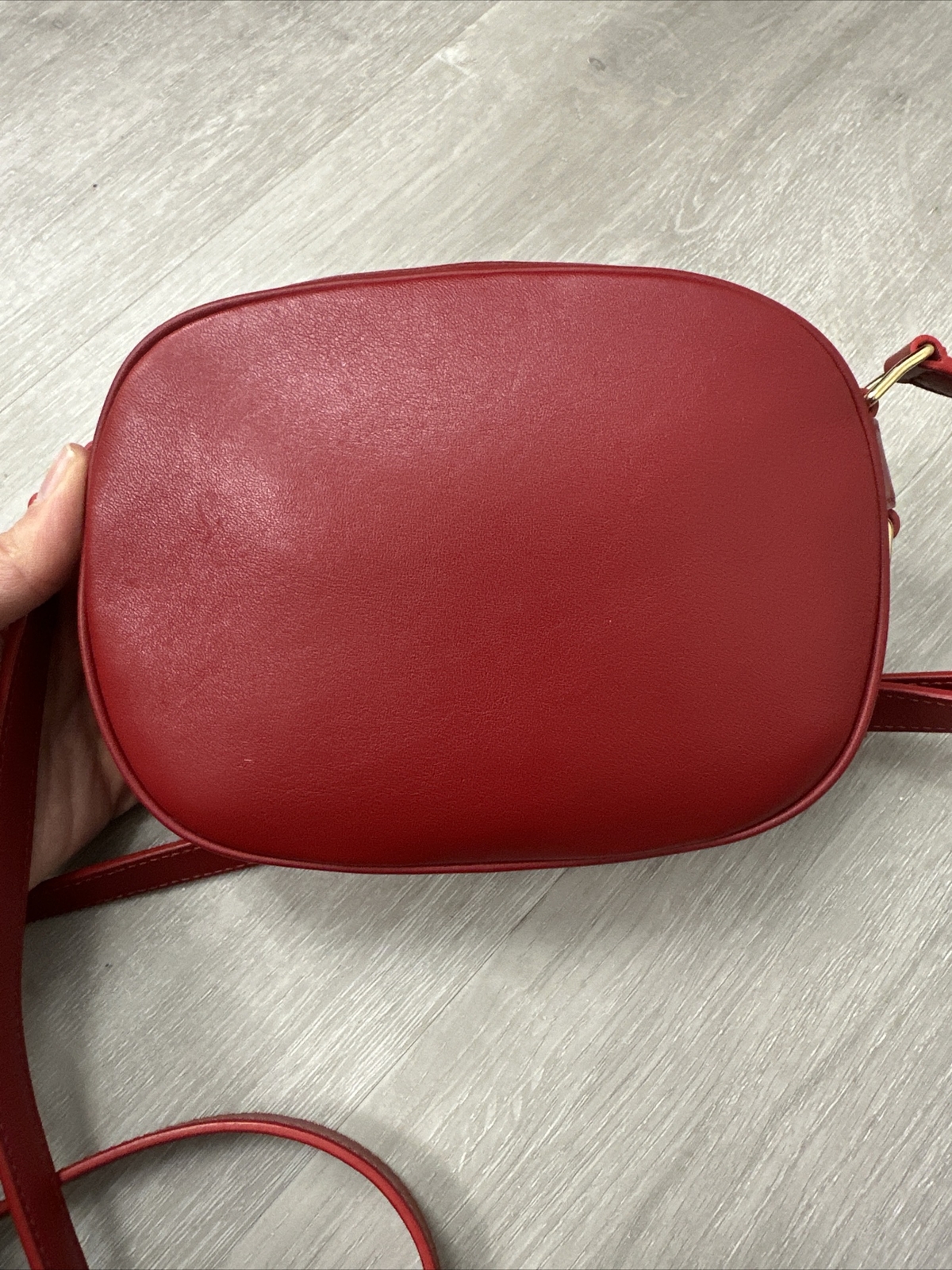 CELINE C Charm Small Quilted Calfskin Leather Camera Bag Red