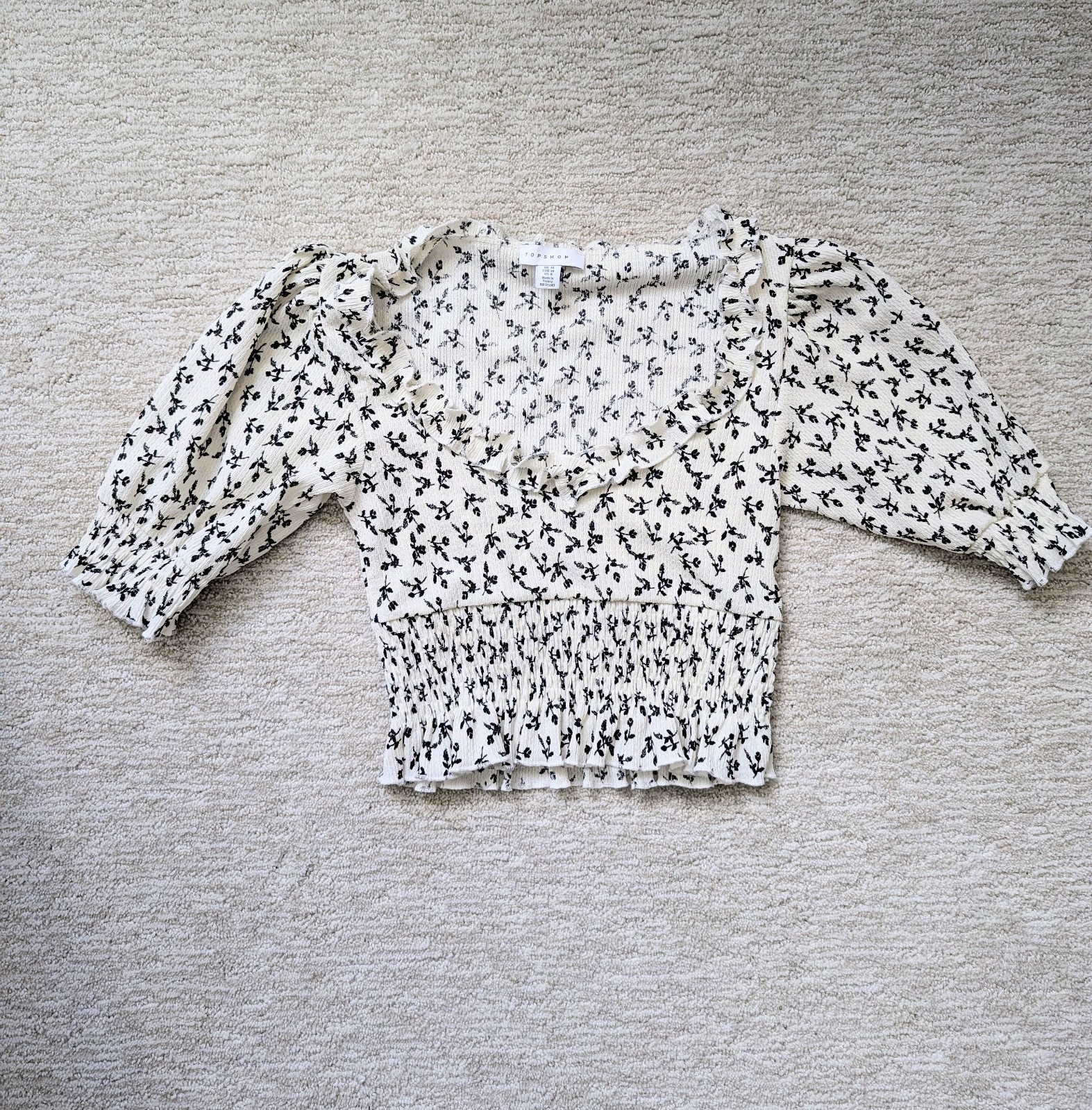 Topshop Floral Cropped Blouse