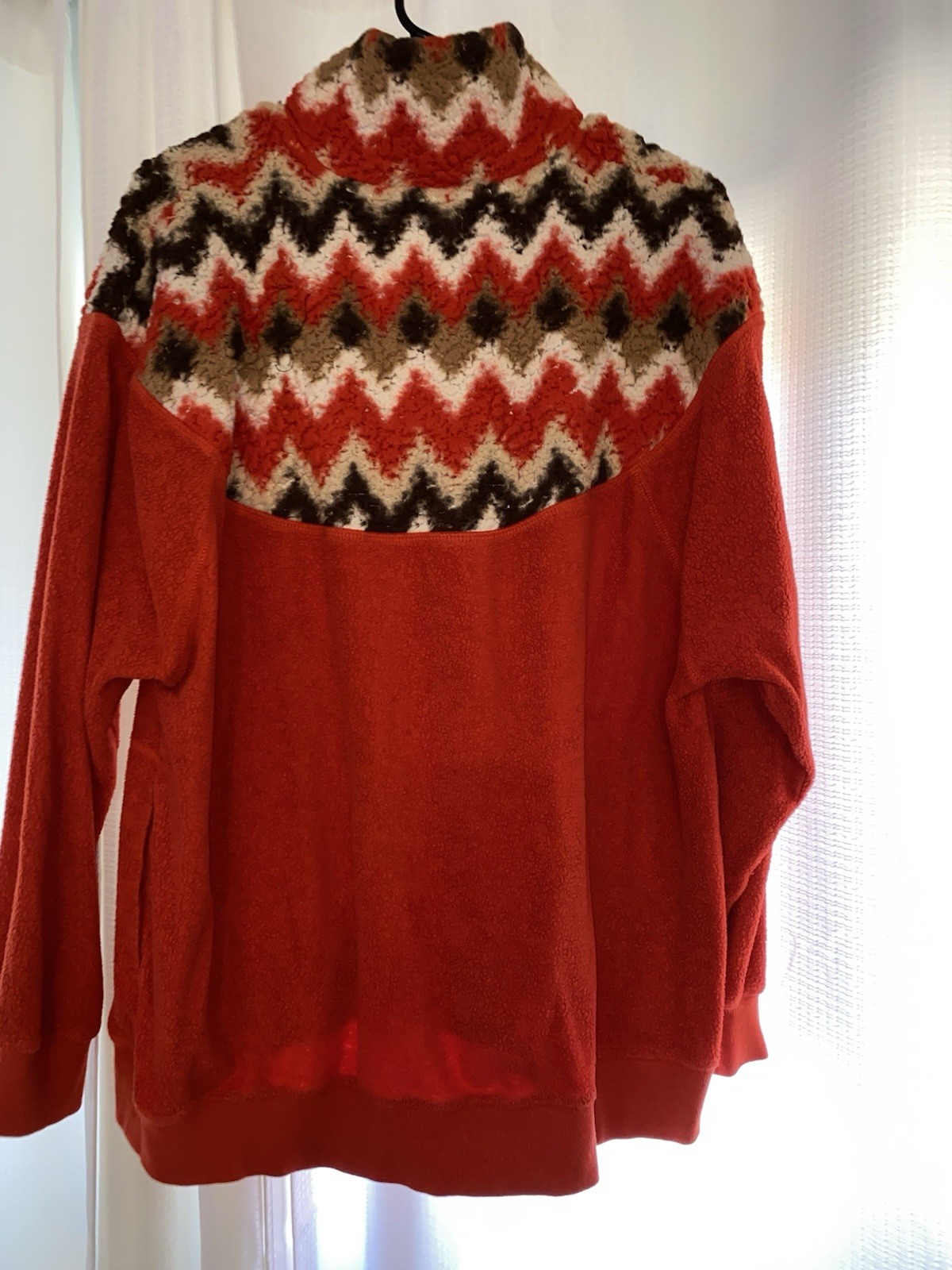 Aerie Love This Moment Womens Chevron Fleece 1/4 Zip Mock Neck Sweatshirt Medium