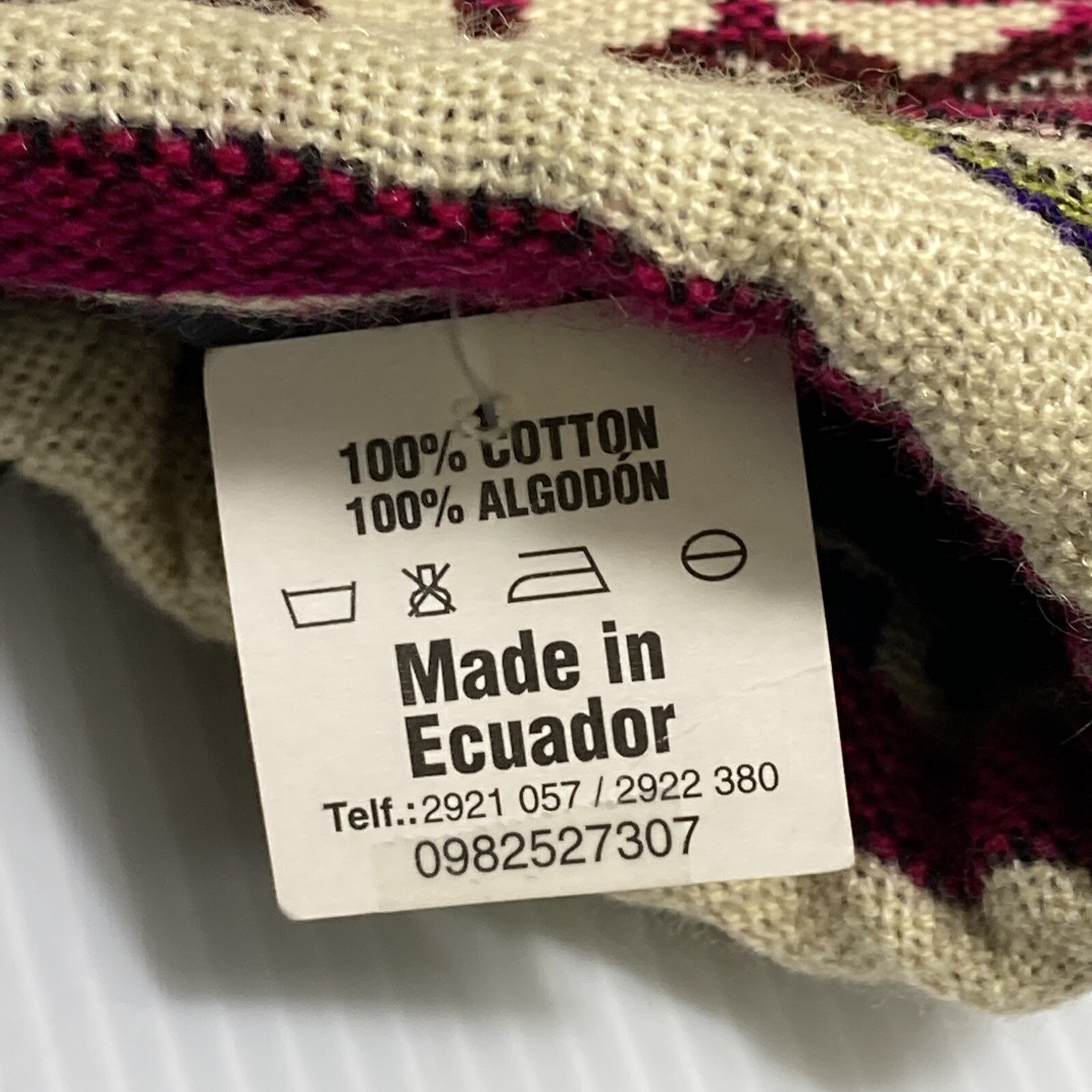 Artesanias Los Andes Drawstring Backpack Bag Ecuador Colorful Native Symbols
