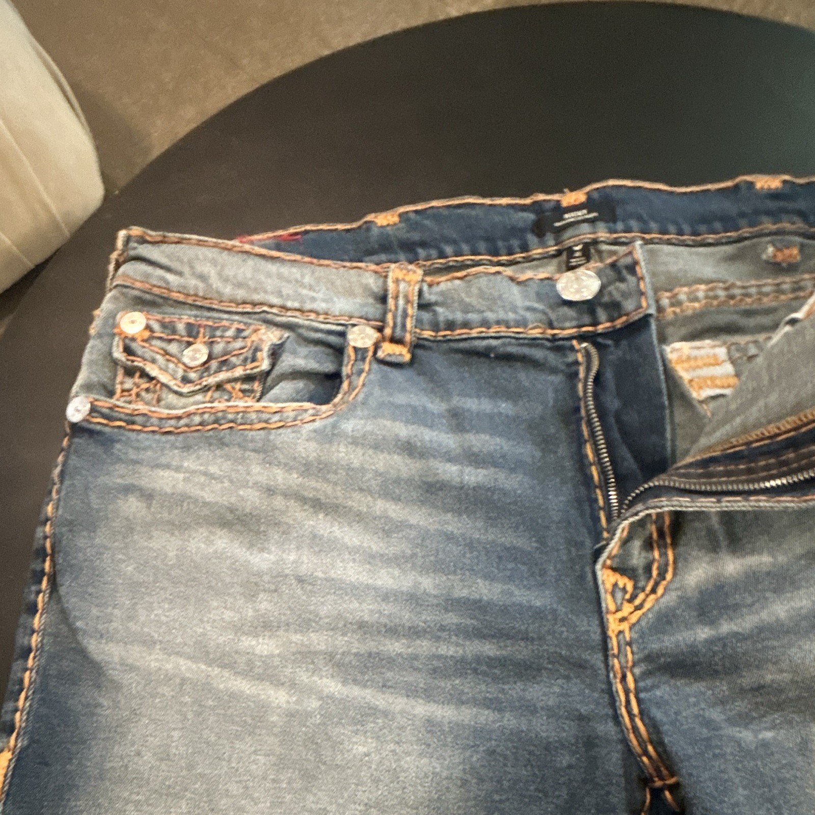 New Men’s True Religion Ricky Super T Blue Medium Wash Denim Shorts Size 46