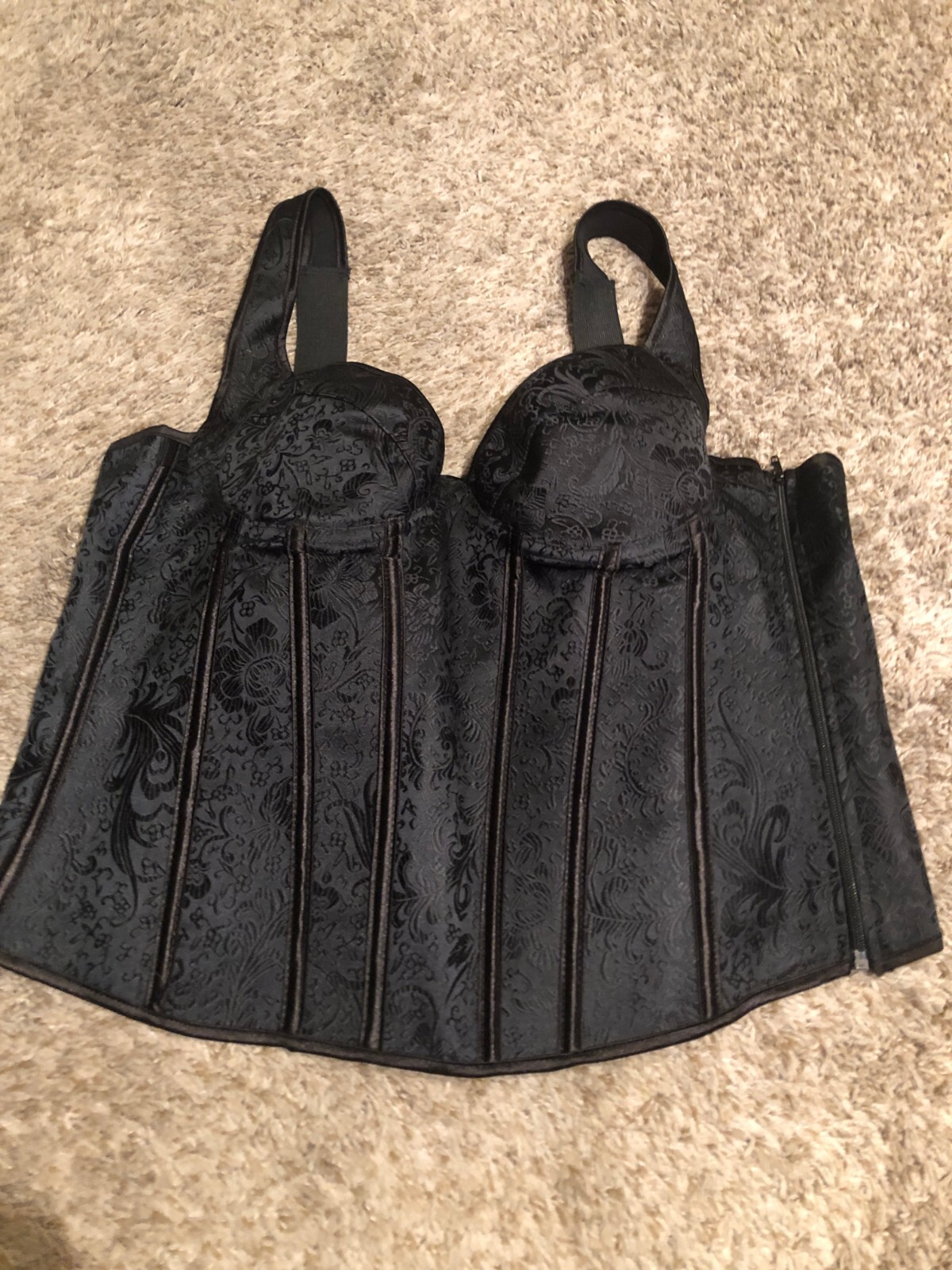 Nice Used Black Lace up and Zipper Lady’s Corset 5X Beautiful Design