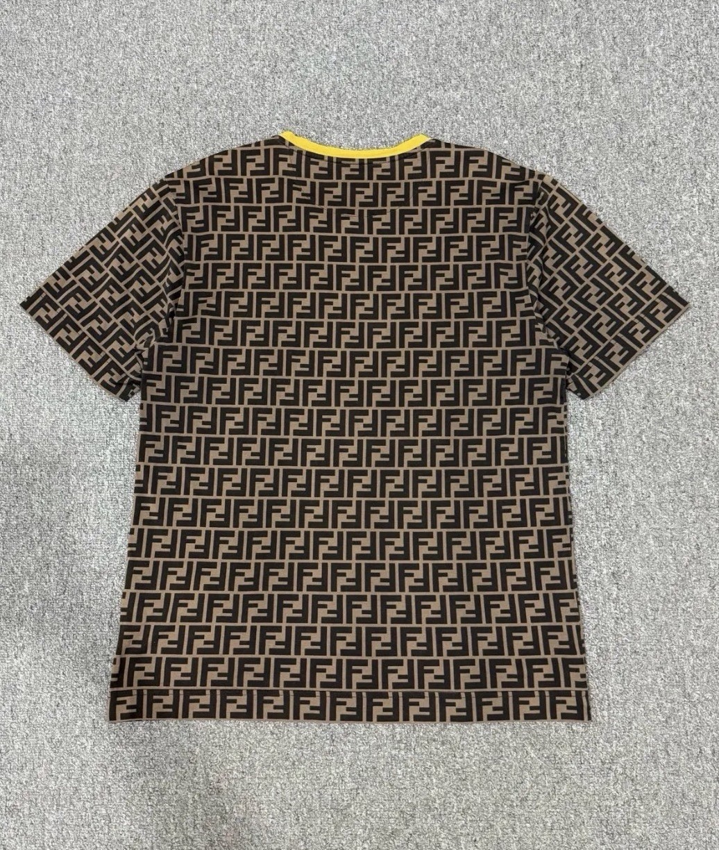 Fendi FF Monogram T-Shirt Men’s Large Brown Black Yellow Logo Made in Italy NWT