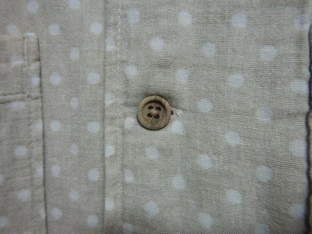 ENGINEERED GARMENTS Open Collar Shirt Beige Dot L USA Made Cuban Style F/S