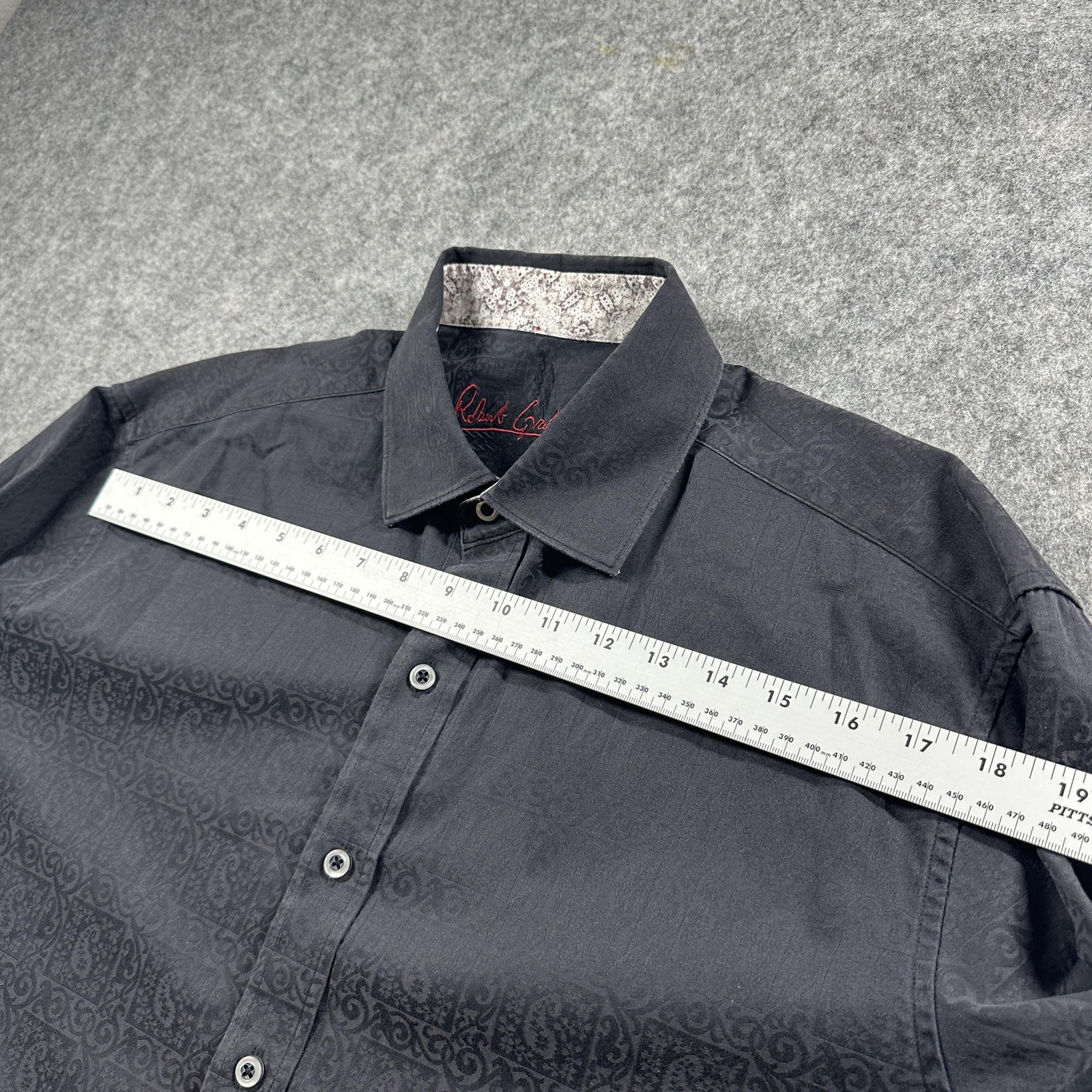 Robert Graham Shirt Mens Large Black Long Sleeve Button Down Tonal Jacquard