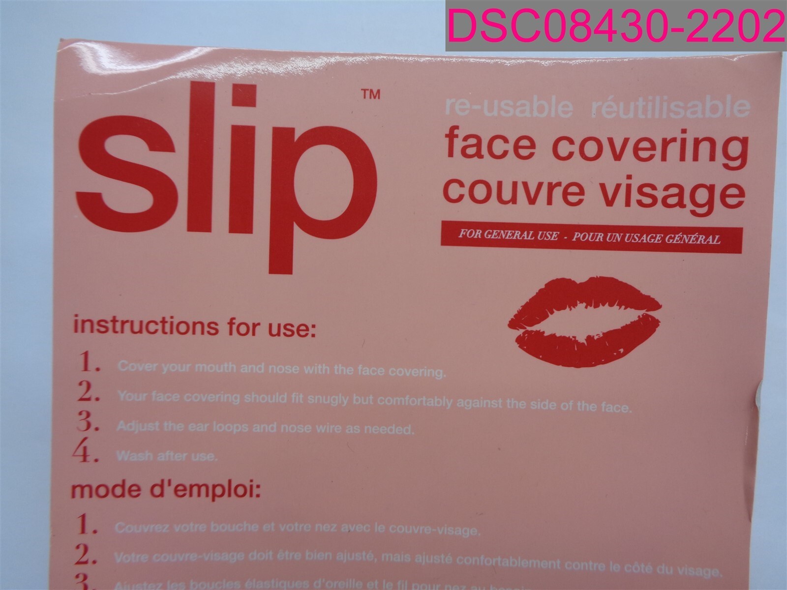 Slip Re-Usable Face Covering, Pink Kiss Lips