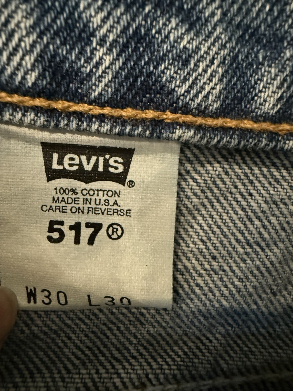 VTG Orange Tag Levi Strauss 517 Men Blue Denim Straight Leg 30W X 30L