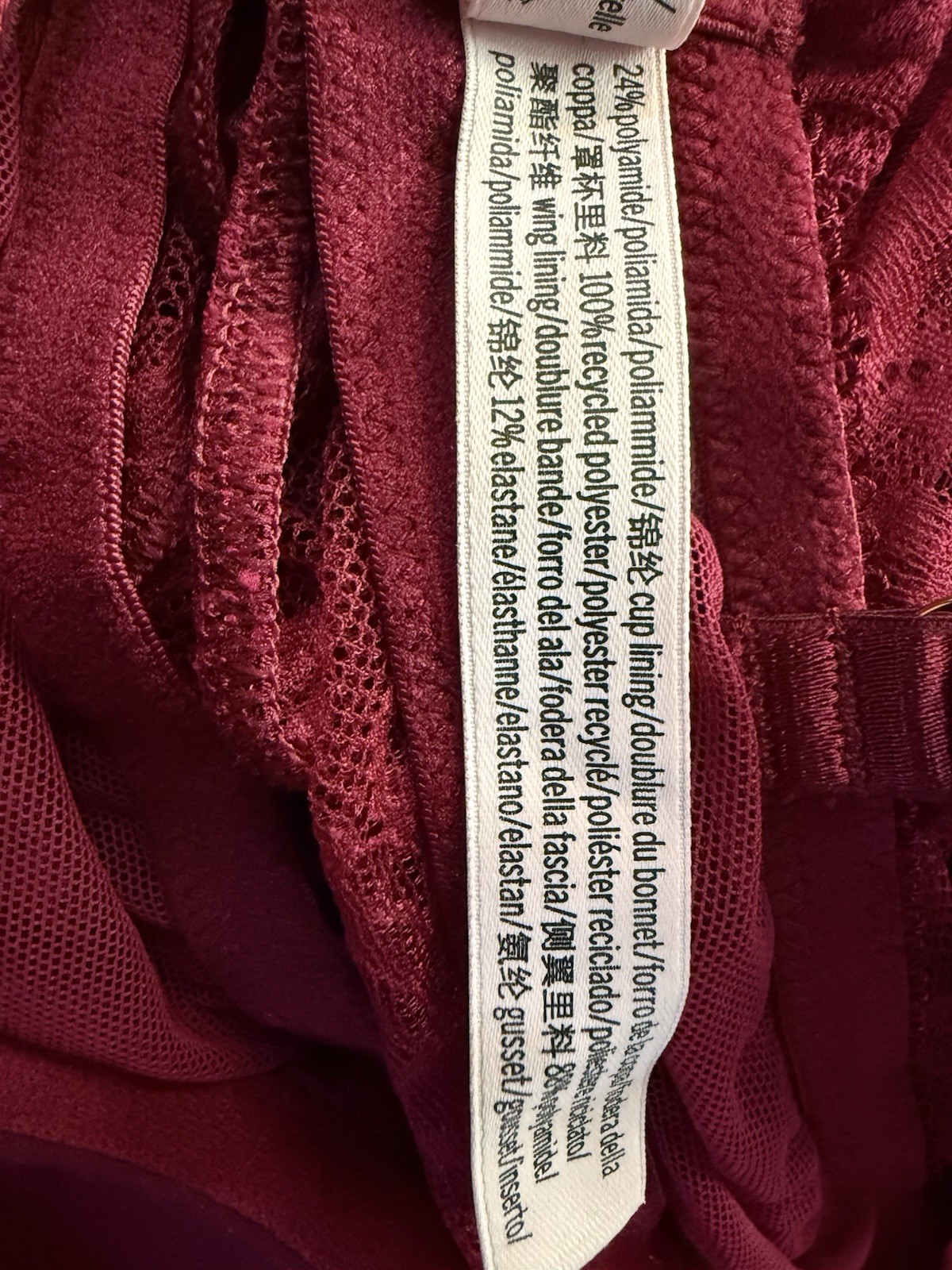Victoria’s Secret Burgundy Lace Underwired Bodysuit A Cup L Adjustable Straps