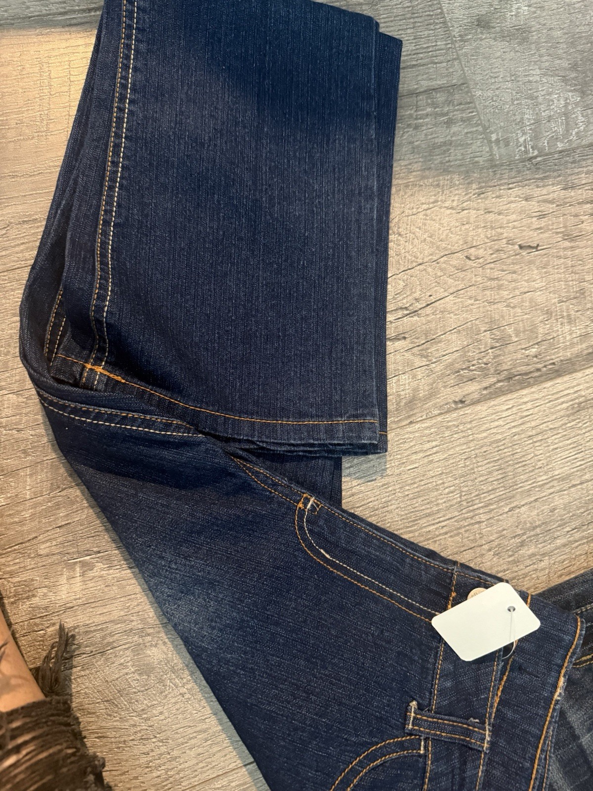 Rokée Women’s Dark Wash Blue Straight Leg Jeans Mid Rise Distressed 5-Pocket