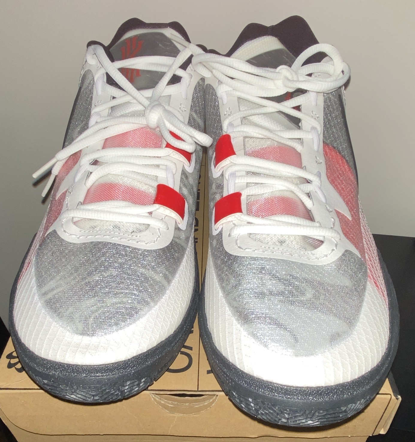 Nike Kyrie 8 Low Top Lace Up Sneakers White/Gray/Red/Black Men’s 15
