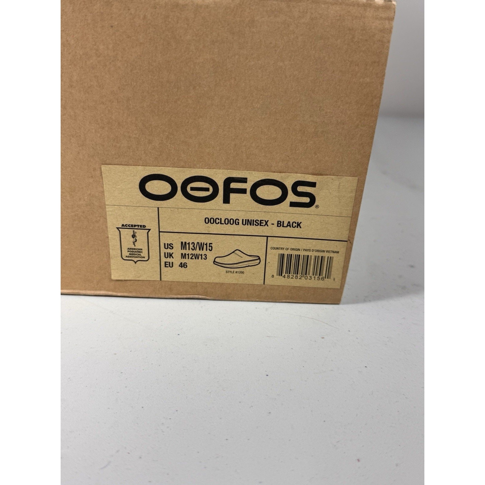 OOFOS OOcloog Unisex Black Recovery Clogs M13 W15 EU46 Comfort Slip-On