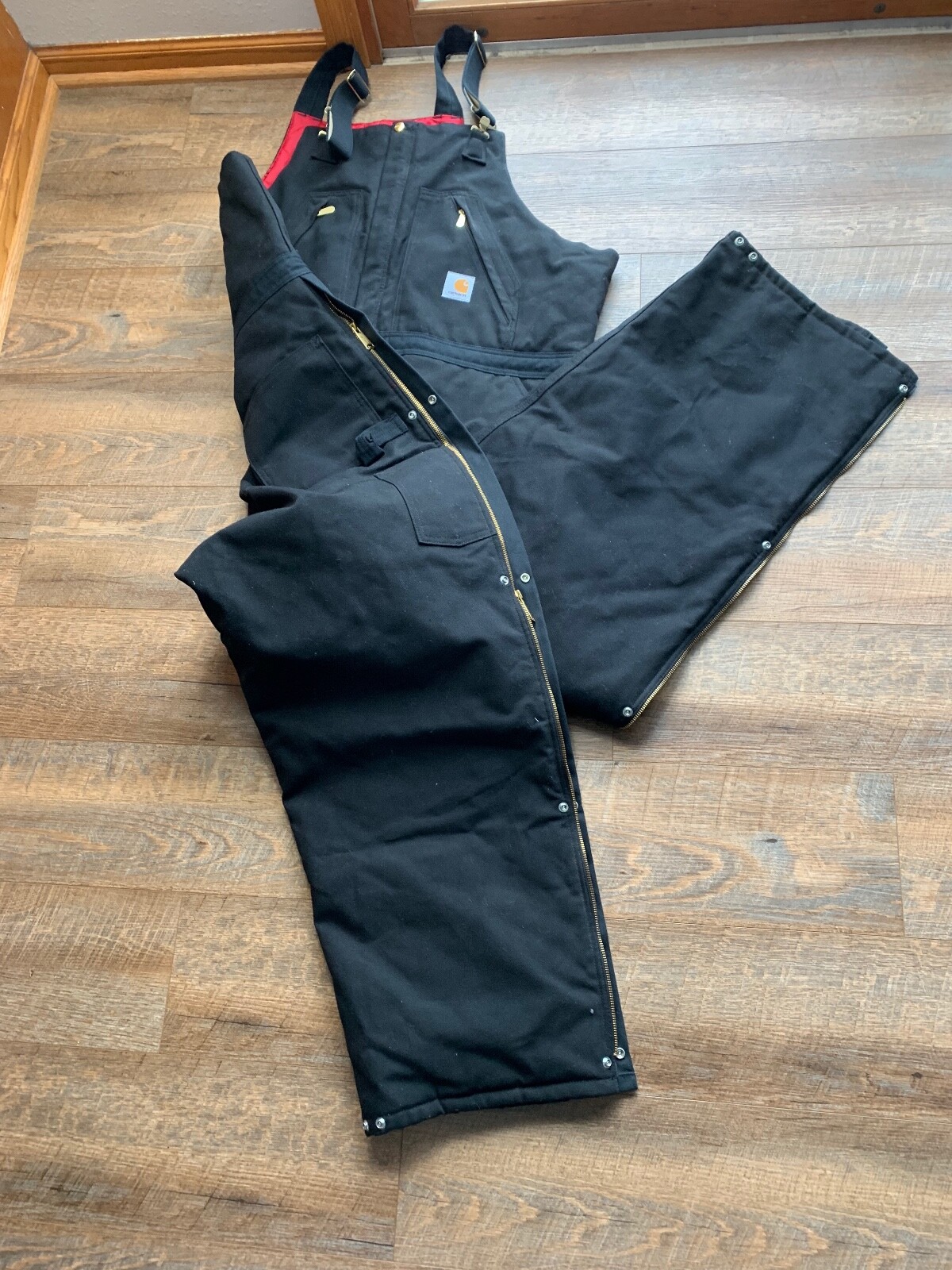 NWT Carhartt R38BLK Biberalls 48×32 Duck Canvas QuiltedZip To Waist USA Union